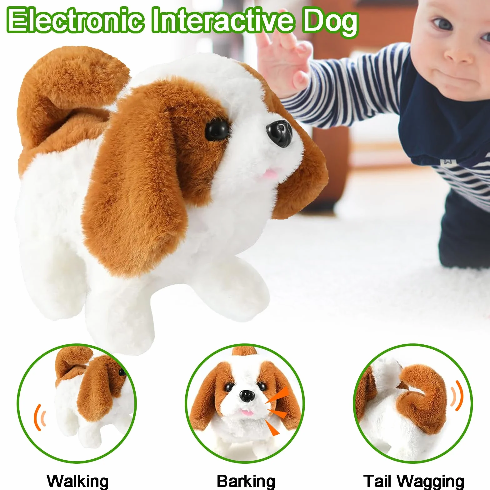 Perros de juguete para perros de 1 a 3 años, juguetes para niños de 1, 2, 3 años, juguete interactivo electrónico, regalo de 2, 3, 4 años, juguete de peluche para niños y niñas, regalo de cumpleaños