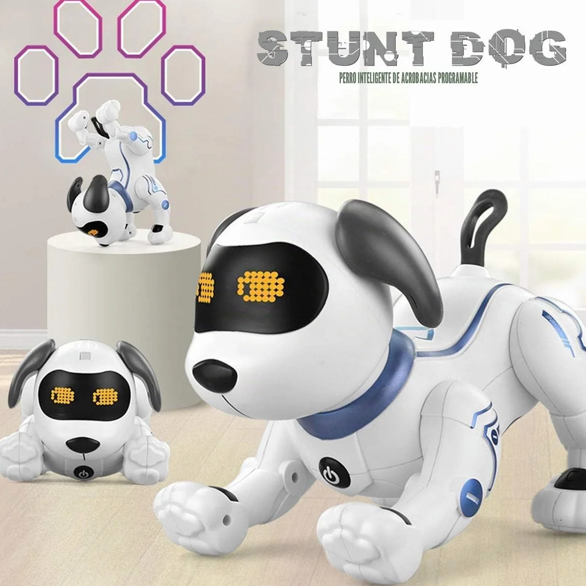 fisca Robot perro teledirigido para niños RC-Stunthund-robot juguete con canto, baile, habla, juguete inteligente programable interactivo para niños de 3 a 12 años