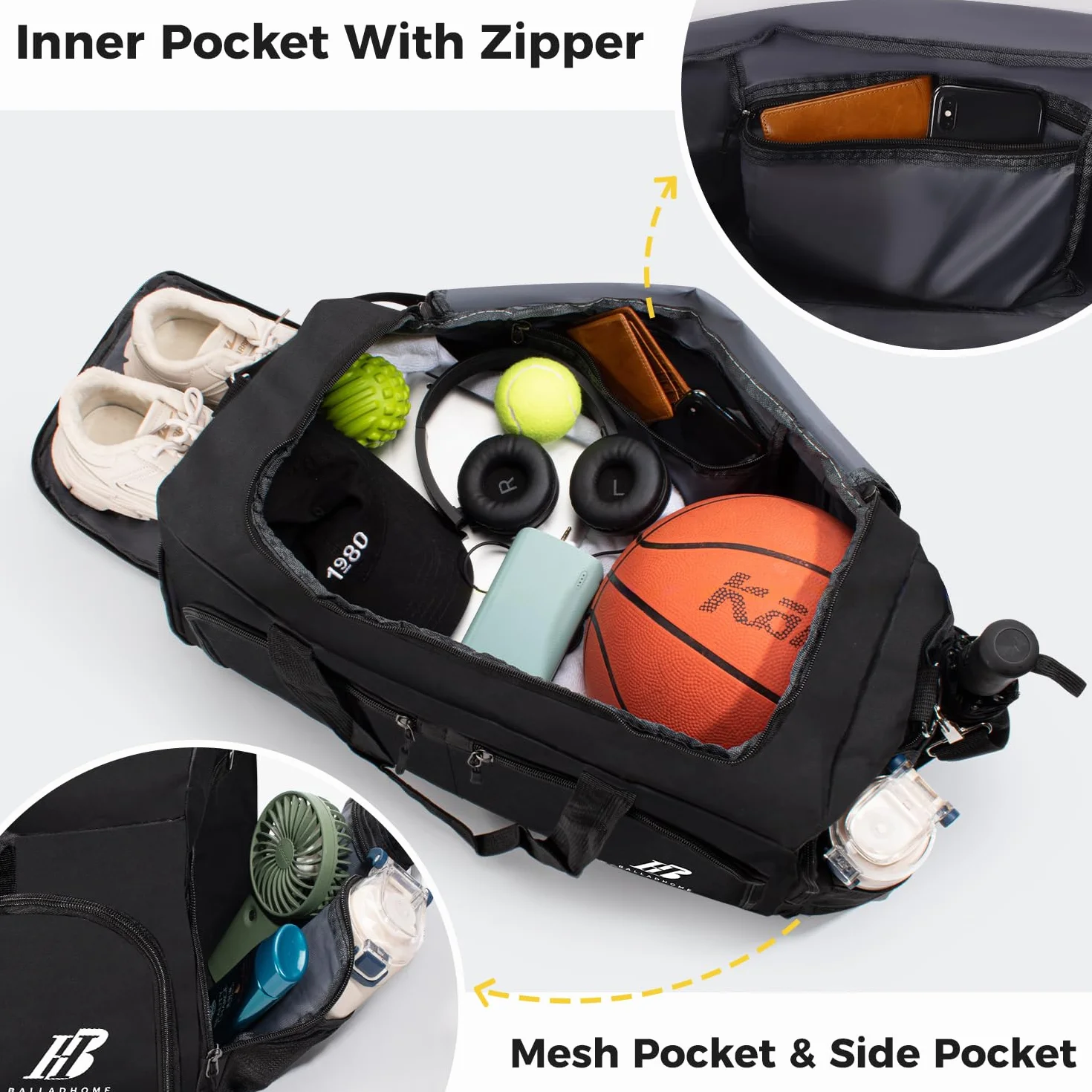 Bolsa Deporte Gimnasio con Compartimento para Zapatos Bolsos Deportivos Travel Duffle Bag
