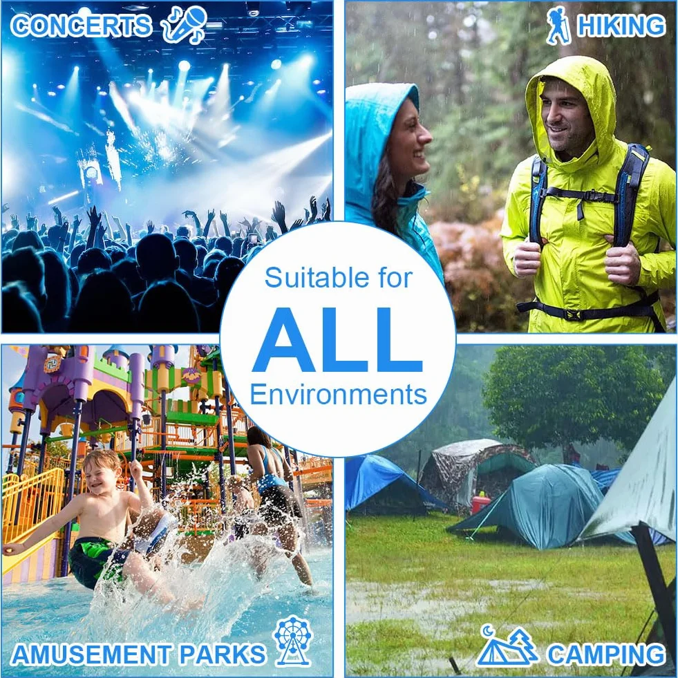 Poncho Impermeable Reutilizable con Capucha 2 Piezas Gris Azul para Senderismo Ciclismo Camping