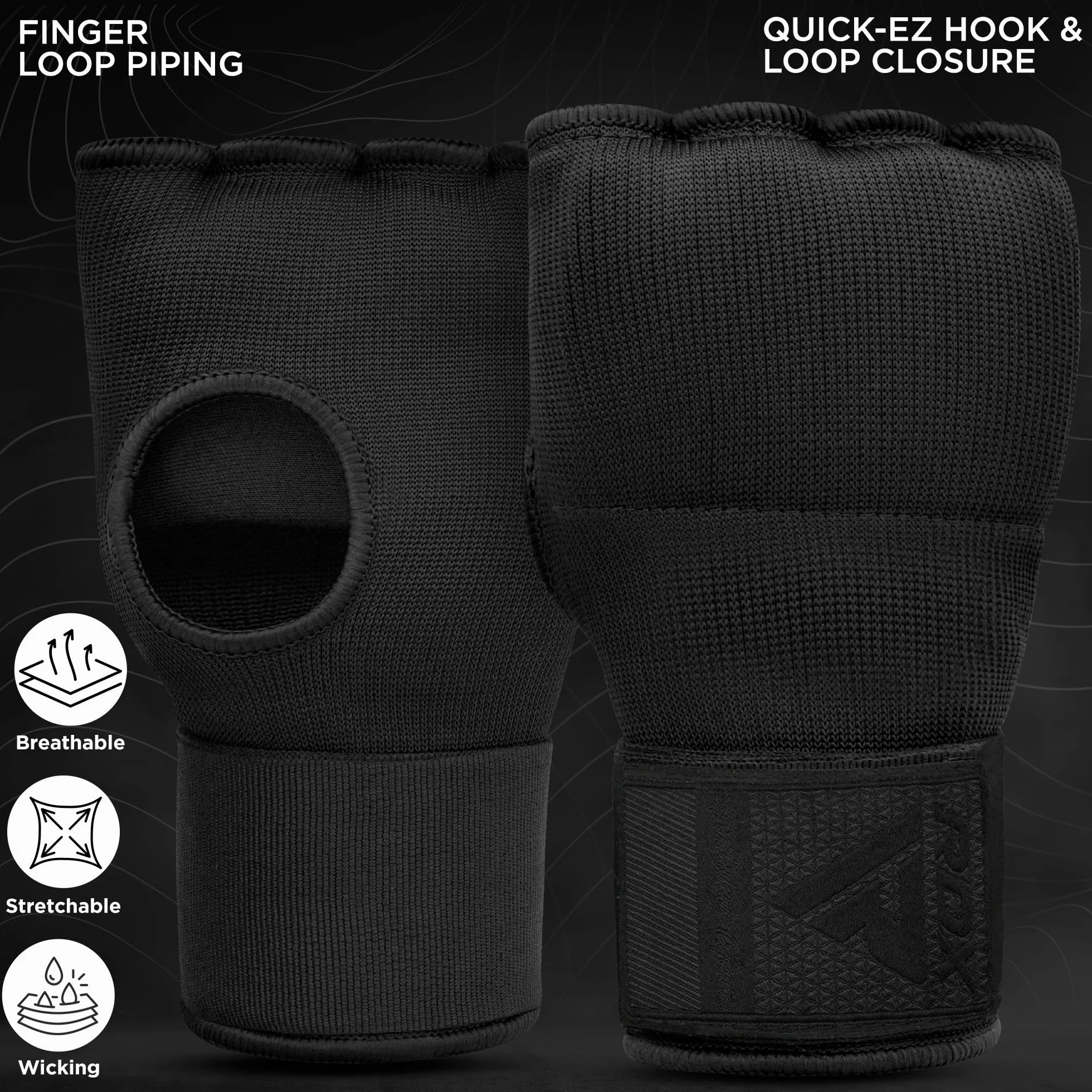 RDX Gel Vendas de Boxeo para Manos Guantes Interiores, Muñequeras Rápidas 100 cm, Protección Puño Acolchado para Muay Thai MMA