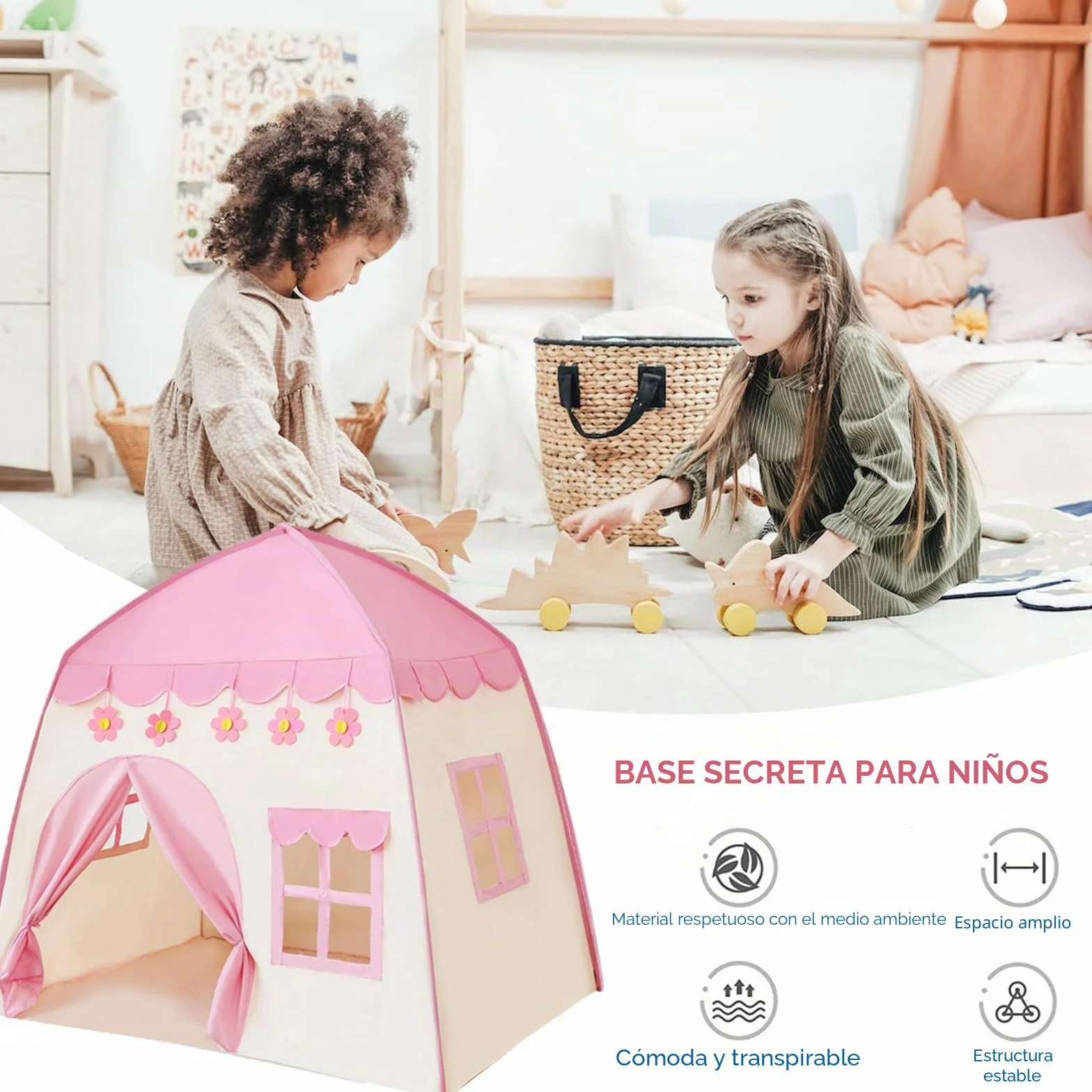 Tienda de juegos para niños, tienda de campaña para interiores, tienda de juegos, 130x100x130 cm, gran tienda de juegos para niños, casa de juegos para niñas, interior y exterior, juguete (rosa)