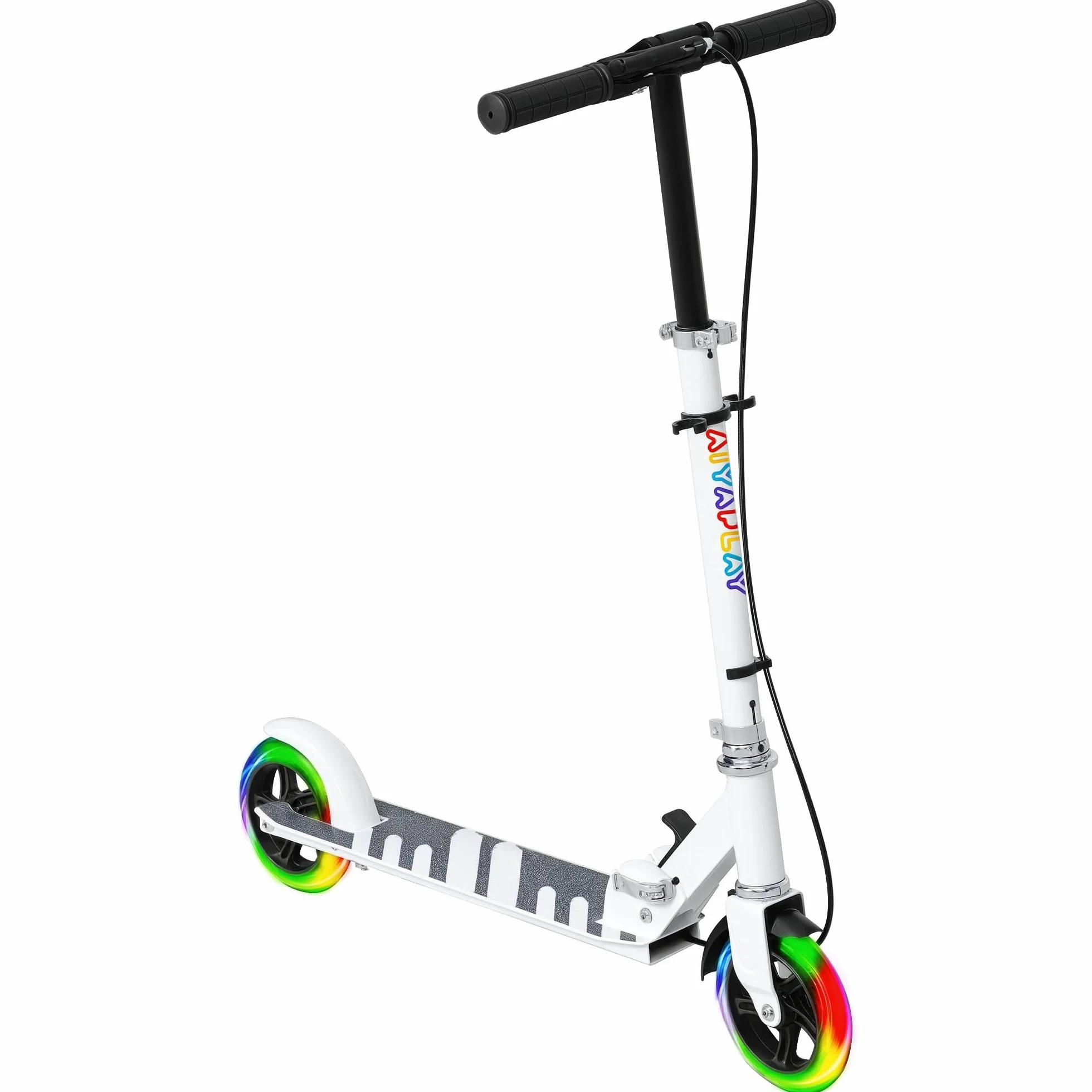AIYAPLAY Patinete Plegable para Niños de 3-8 Años, Patinete Infantil de 2 Ruedas con Luces, Manillar de 4 Altura Ajustable, Freno Posterior y de Mano