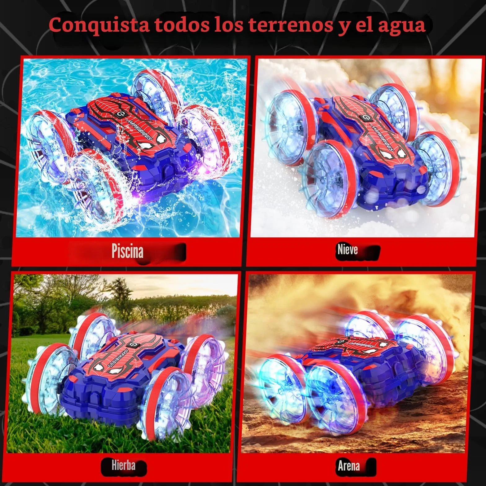 Coche Teledirigido Anfibio Spider RC Todo Terreno Juguete para Niño 6-12 Años Regalo Cumpleaños