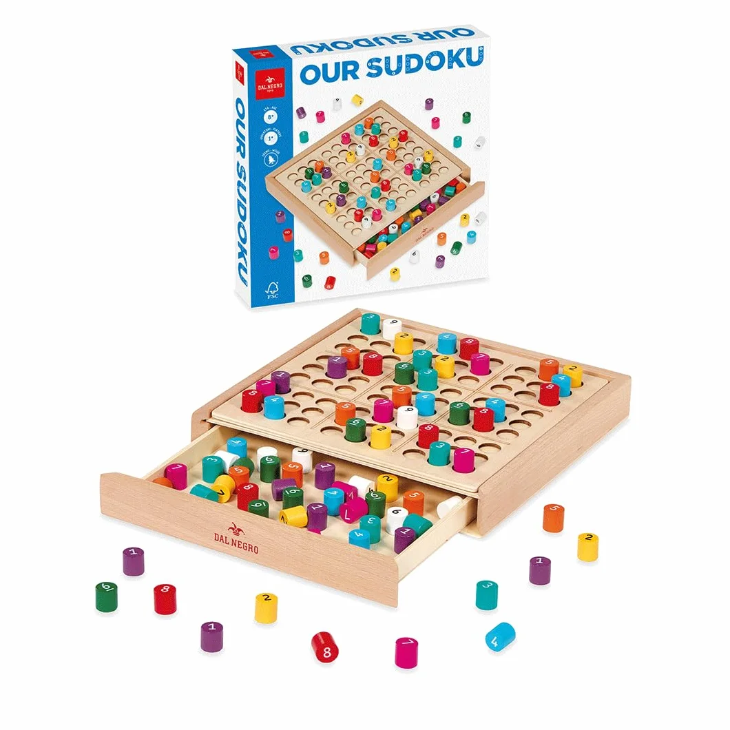 Dal Negro Sudoku Juego de Mesa de Madera para Niños 8+ y Familia, 2+ Jugadores