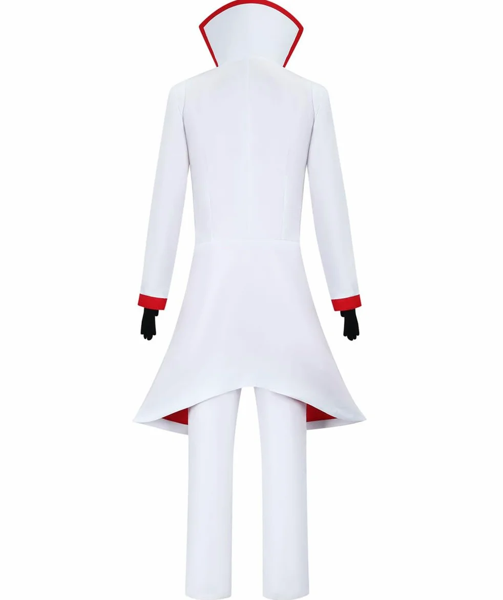 Disfraz de anime blanco para hombre, chaqueta larga, chaleco y pantalón, disfraz de Halloween