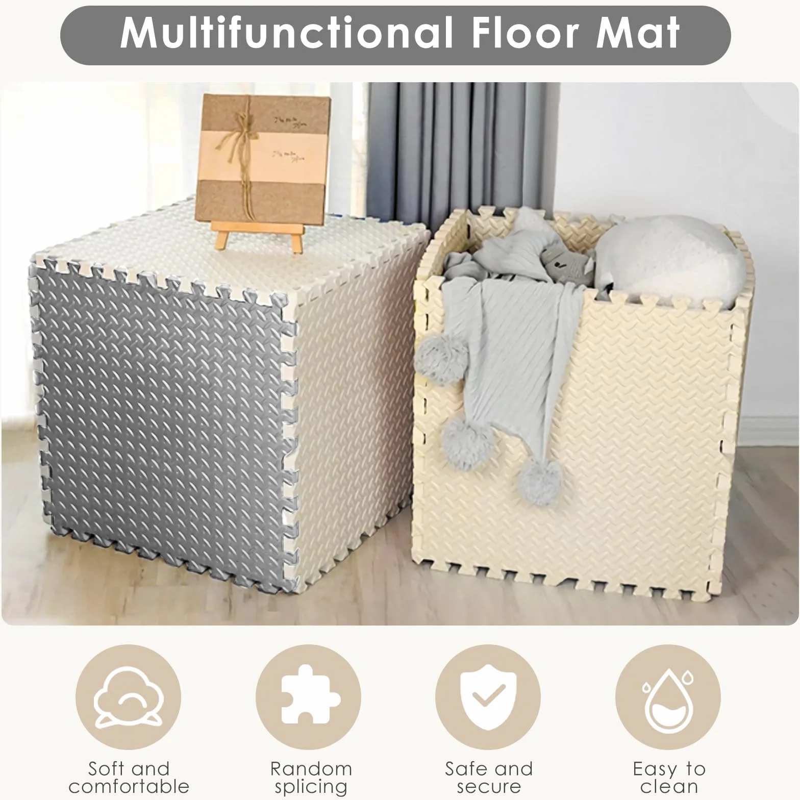 Alfombra Puzzle Bebe 20 Piezas, Tapete Puzzle, Colchoneta Bebé Suelo, Alfombra Gateo PE Espuma, Alfombrillas para Puzzles Suave y Seguro, Antideslizante y Resistente al Desgaste 30 * 30 * 1cm