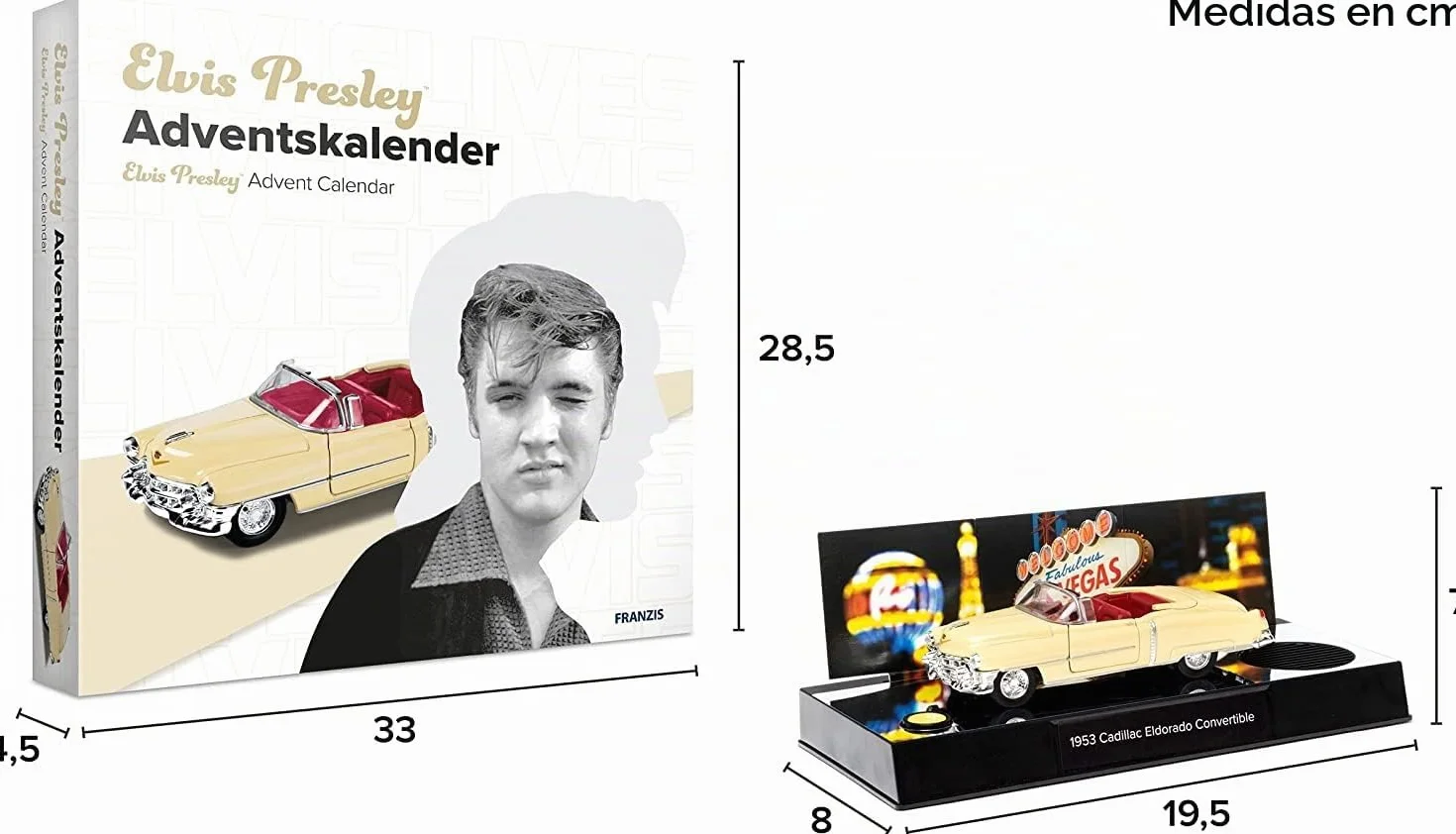 Franzis Elvis Presley 55120-7 Calendario de Adviento escala 1:38 con módulo de sonido y libro, multicolor 14+