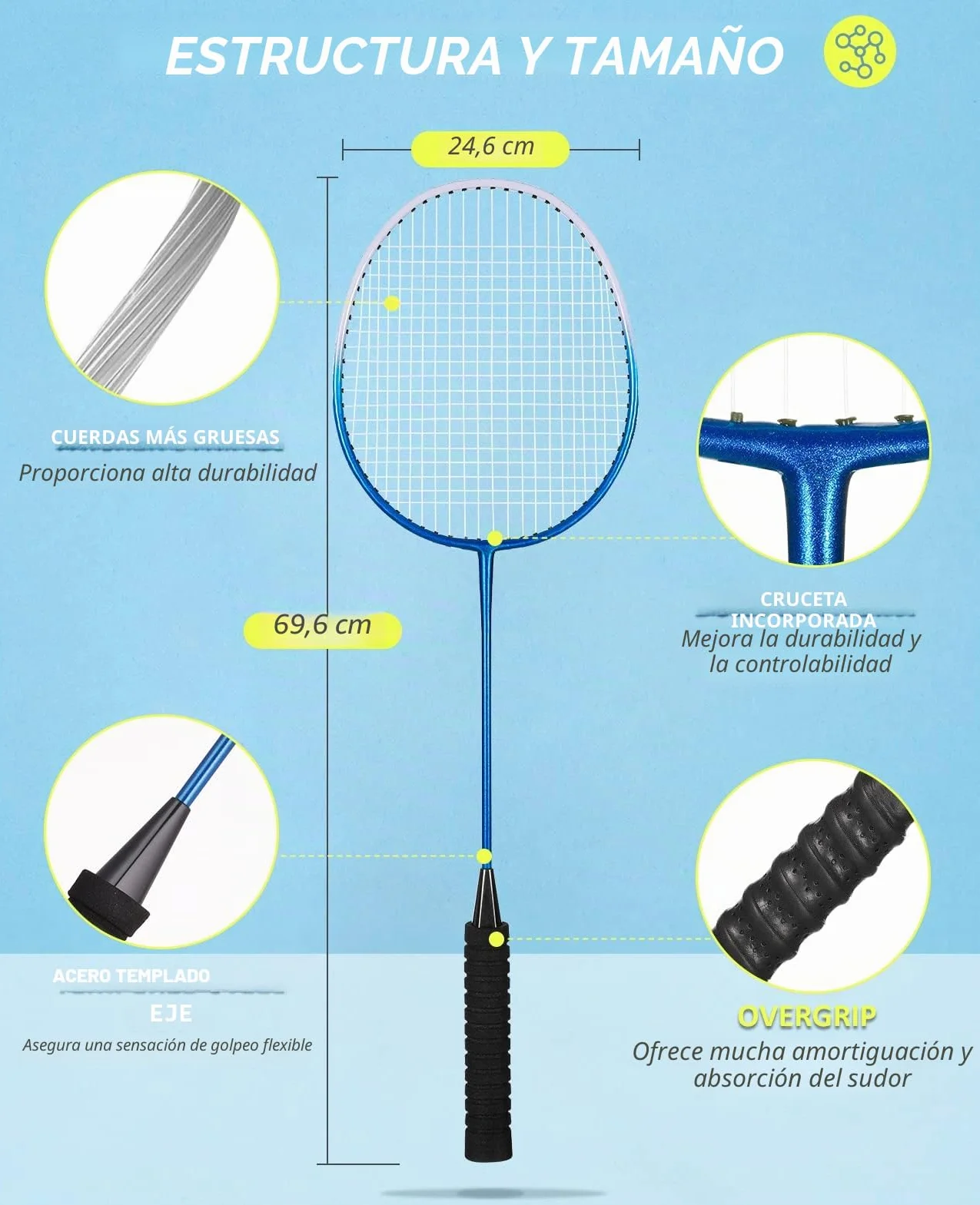 HIRALIY Juego de 4 Raquetas de Bádminton para Exterior con 12 Volantes y Bolsa