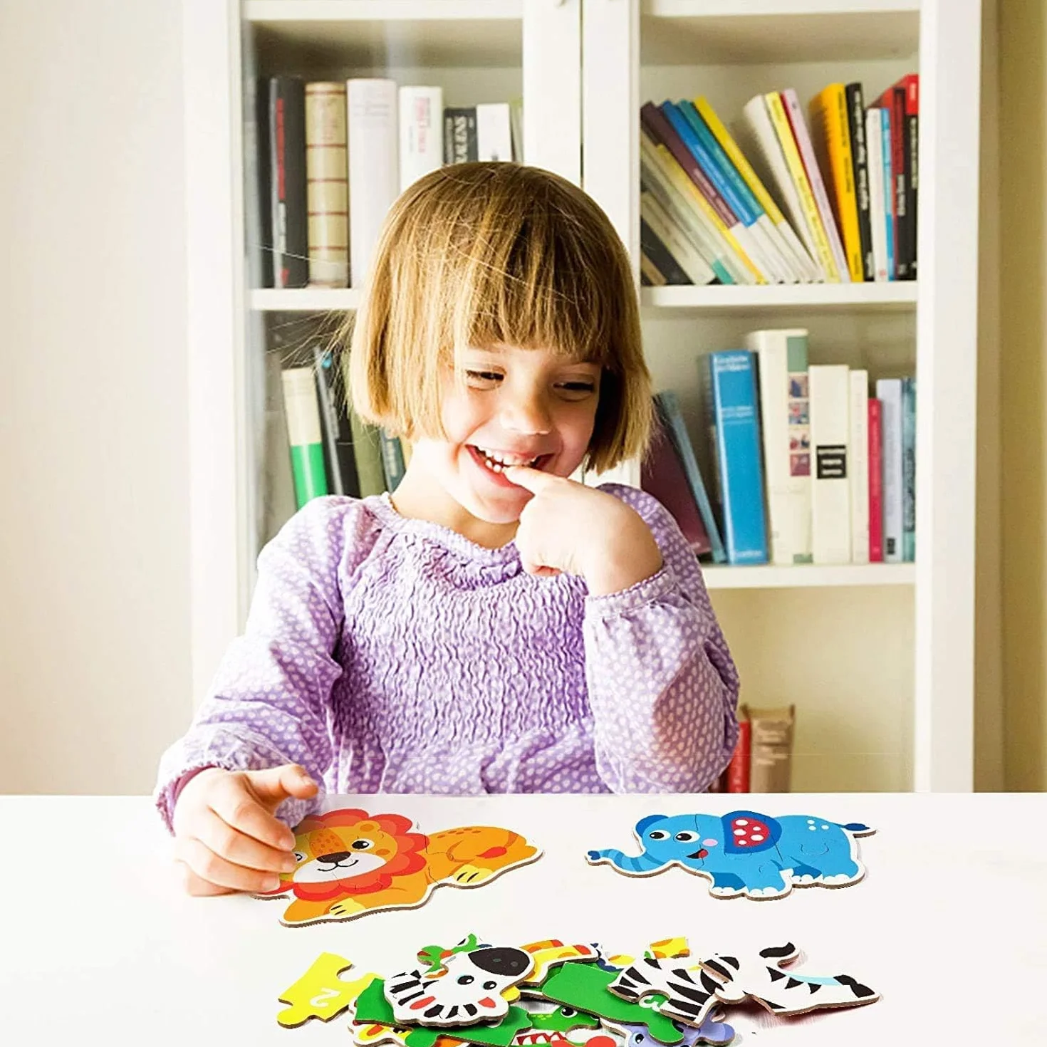 6 Pack Rompecabezas Puzzle Juguetes Bebes para Niños de 1 2 3 4 5 Años, Puzzle, Regalos 3D Patrón Puzles, Montessori Educativos, con Caja de Rompecabezas de Metal - Animal