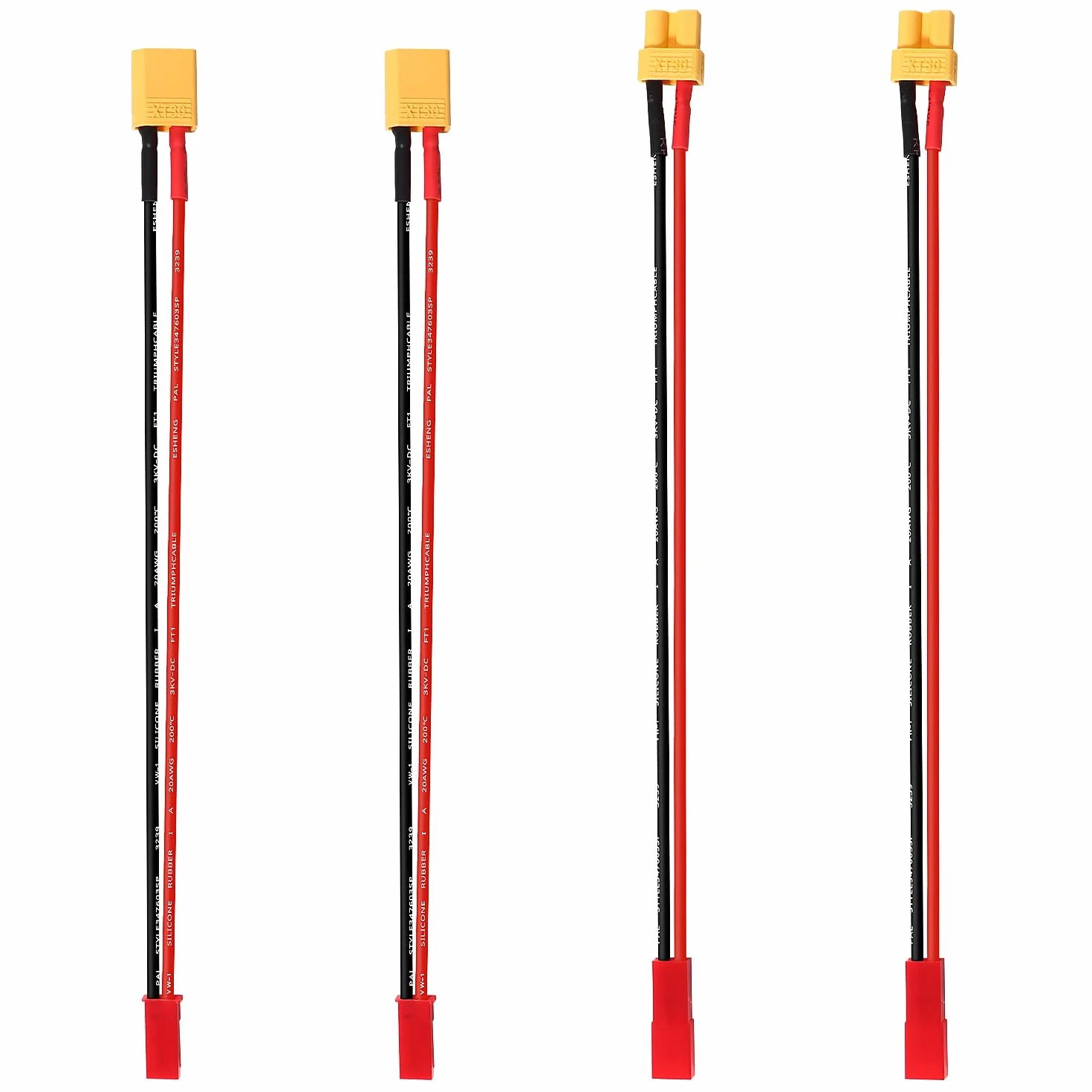 YIXISI 4 Piezas XT30 a JST Cable de Adaptador, JST Conector a XT30 Conector con Cable de Silicona 15cm 20AWG, para Vehículos RC y Baterías Lipo