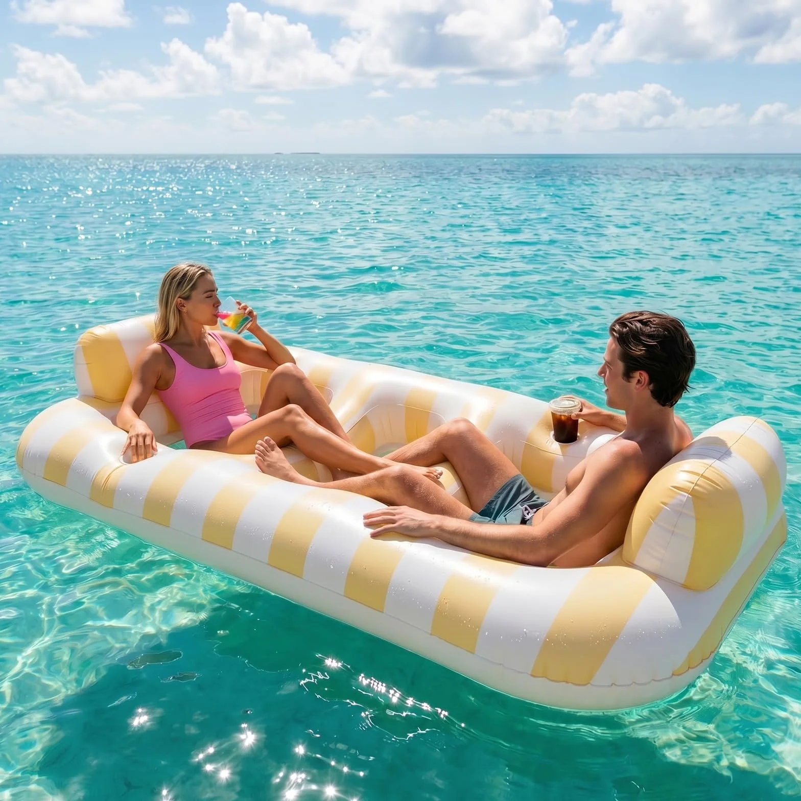 Colchón inflable para piscina, tumbona flotante para adultos, 200 x 120 cm, juegos de piscina, alfombra flotante para 2 personas, diseño duradero y portátil