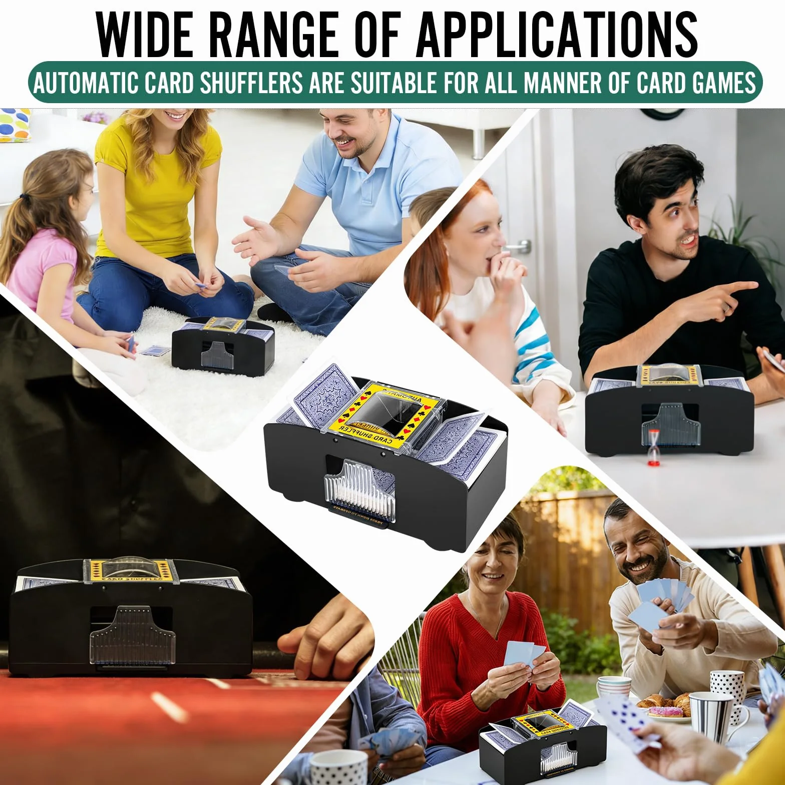 Barajador Automático de Cartas, Máquina Mezcladora de Cartas Eléctrica 2 Mazos para UNO, póquer, Texas Hold'em, Canasta, Blackjack
