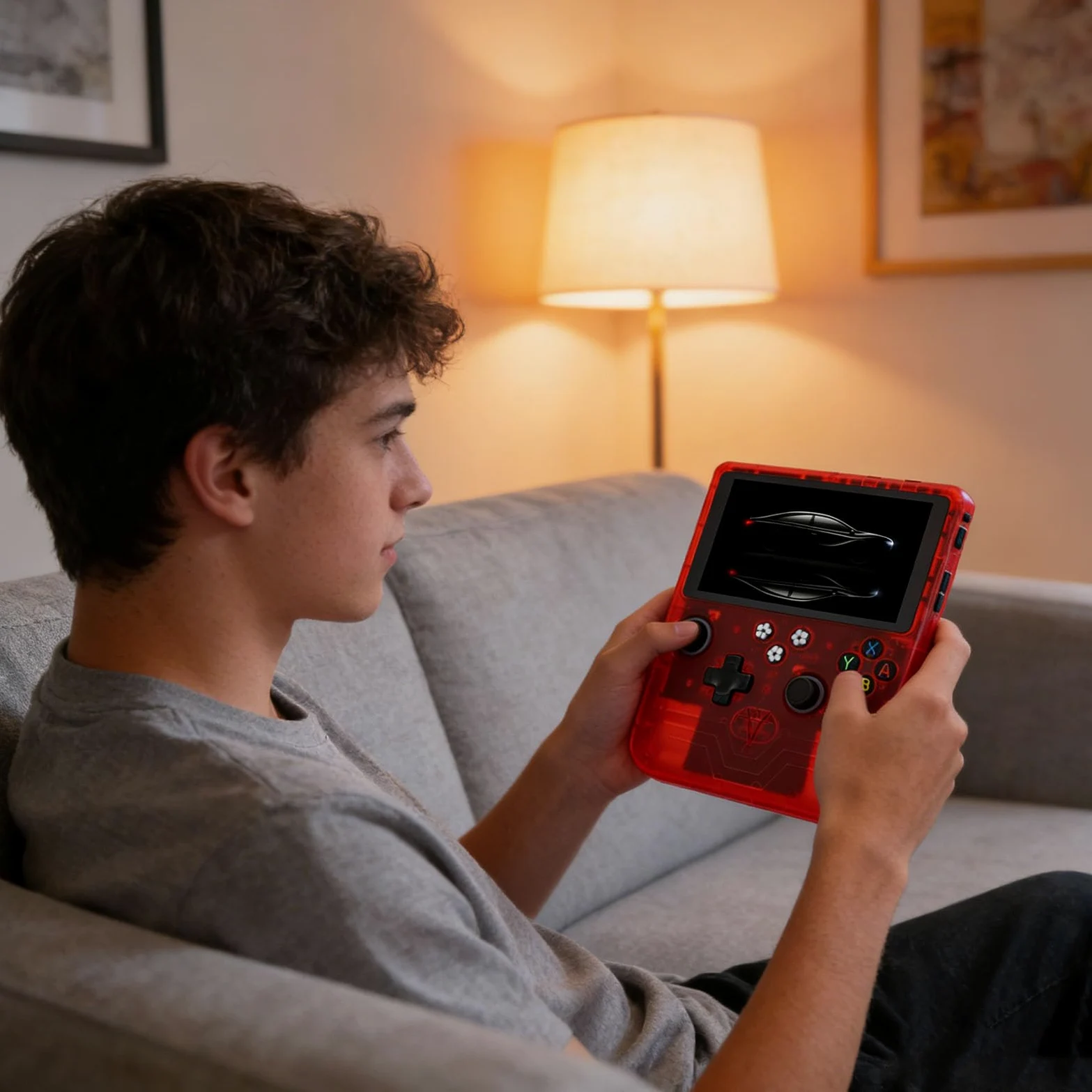 Aramox Consola de Juegos Portátil, Consola de Juegos Retro con Pantalla HD de 6 Pulgadas, Joysticks RGB Duales, Batería de 6000 MAh, Almacenamiento de 128 GB, Dispositivo de Portátil para Viajes y