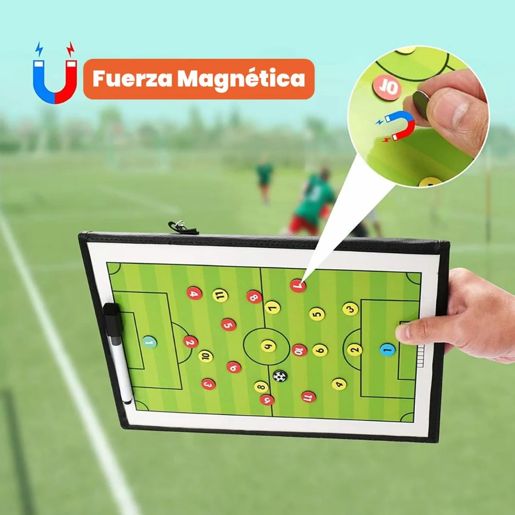 Pizarra de Fútbol para Entrenador con Guía de 50 Ejercicios, Pizarra Táctica Magnética para Fútbol y Fútbol Sala