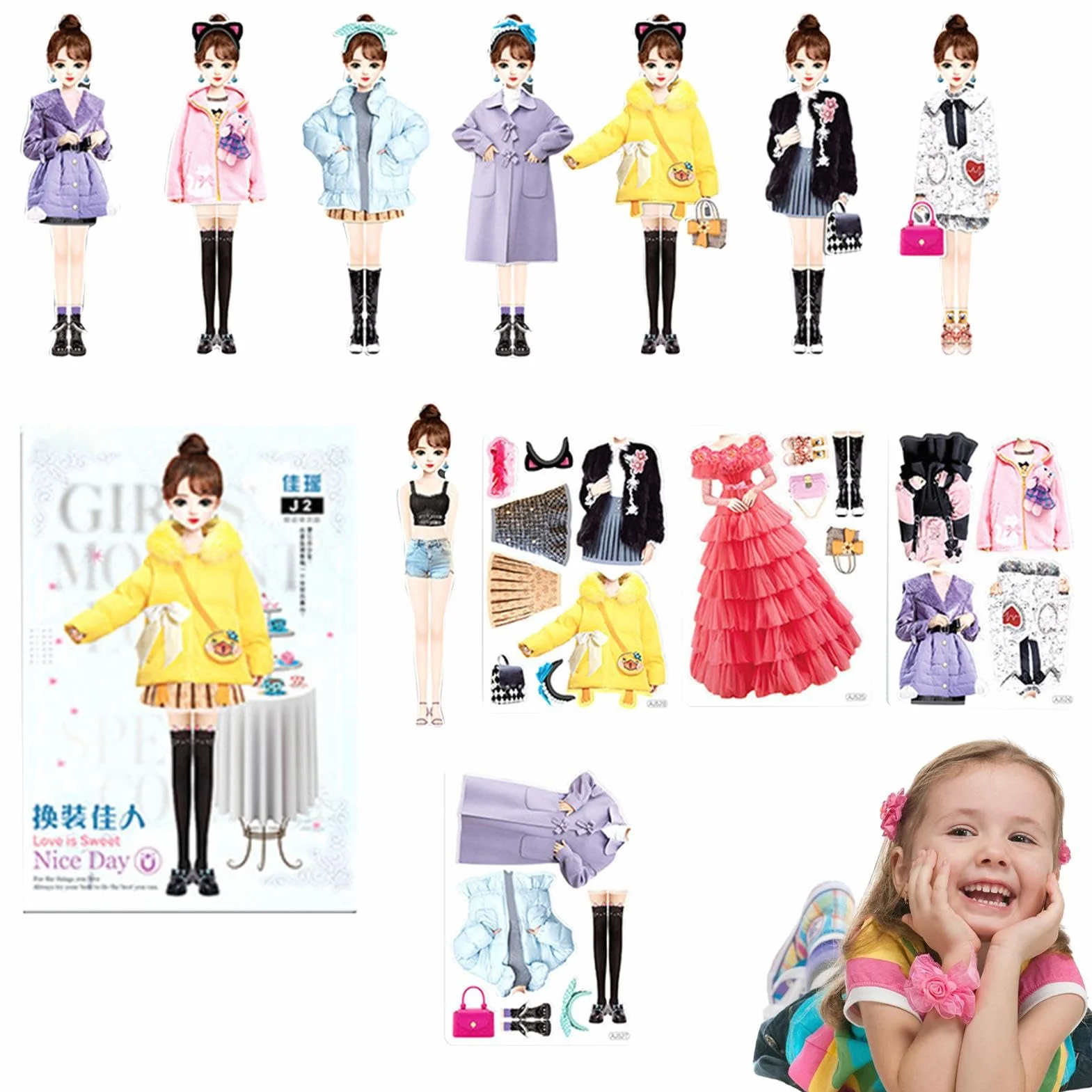Libro de Actividades con Pegatinas Princesa, Libro de Pegatinas para Vestir a la Princesa - Libro de Actividades magnético para Vestir a la muñeca de la Princesa - Juego de Pegatinas para Vestir a la