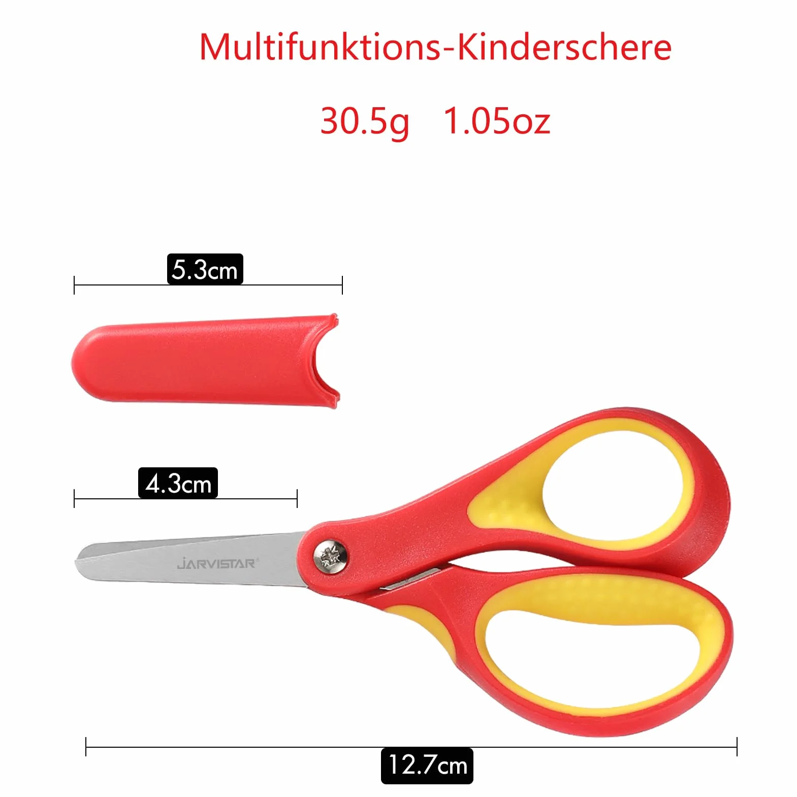 JARVISTAR Tijeras de Seguridad para Niños, Acero Inoxidable Hojas Redondeadas Tijeras para Niños, Para Diestros Tijeras de Papel para Niños y Niñas en el Jardín de Infancia, 13 Cm (Azul/Rosa/Naranja)