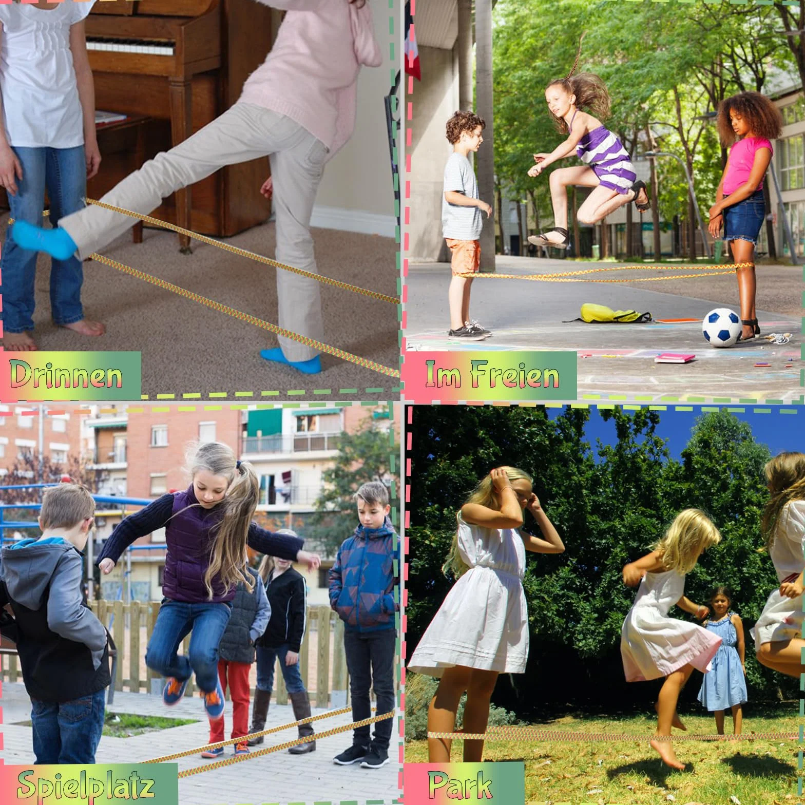 DealKits Gummitwist Juego de cuerda de saltar para niños 4 m