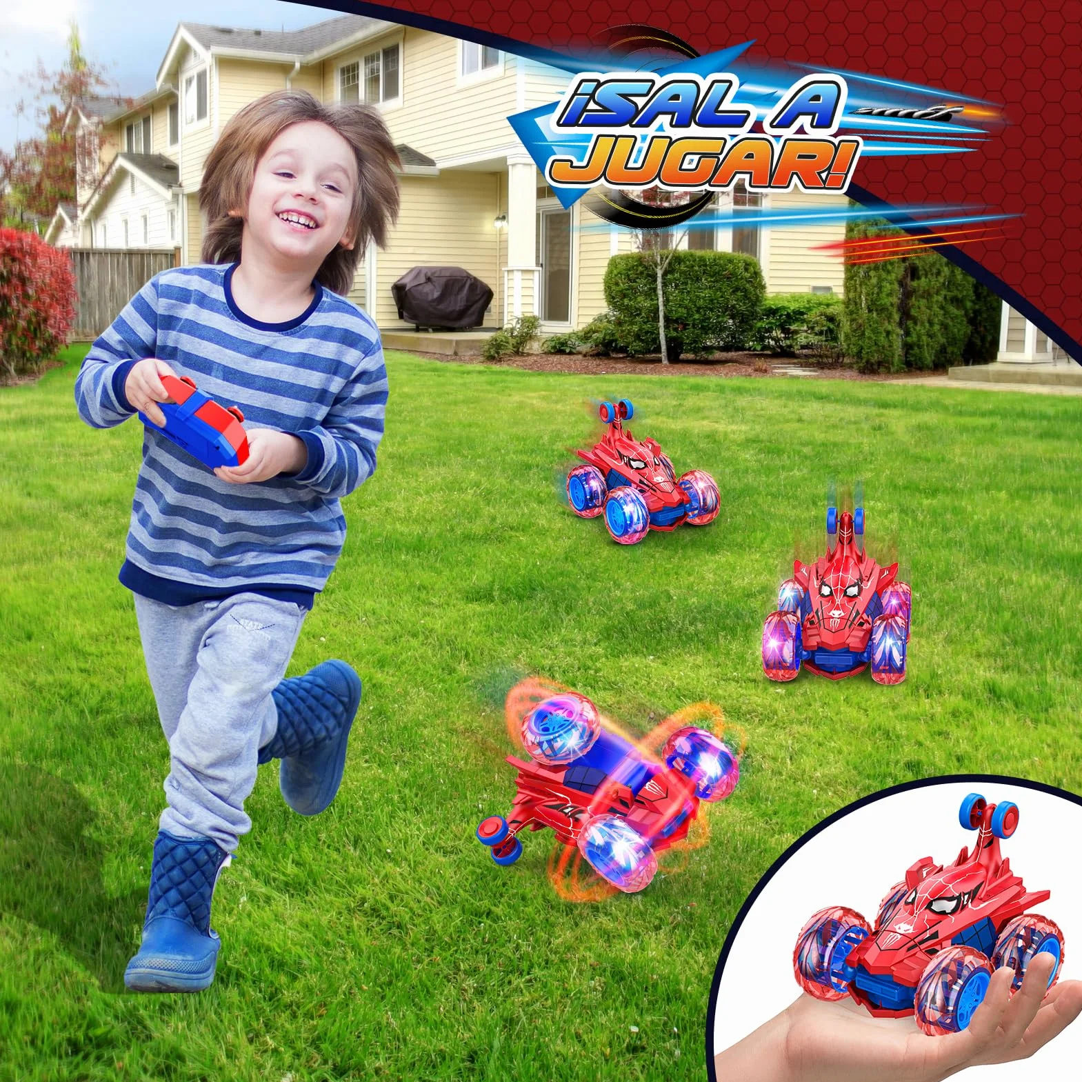 Dreamlandia Coche Teledirigido, Juguetes Niños 3-9 Años, Monster Truck Coches para Niños Coche RC 2.4Ghz con Luces, Regalo Niño 3 4 5 6 7 8 9 Años Cumpleaños