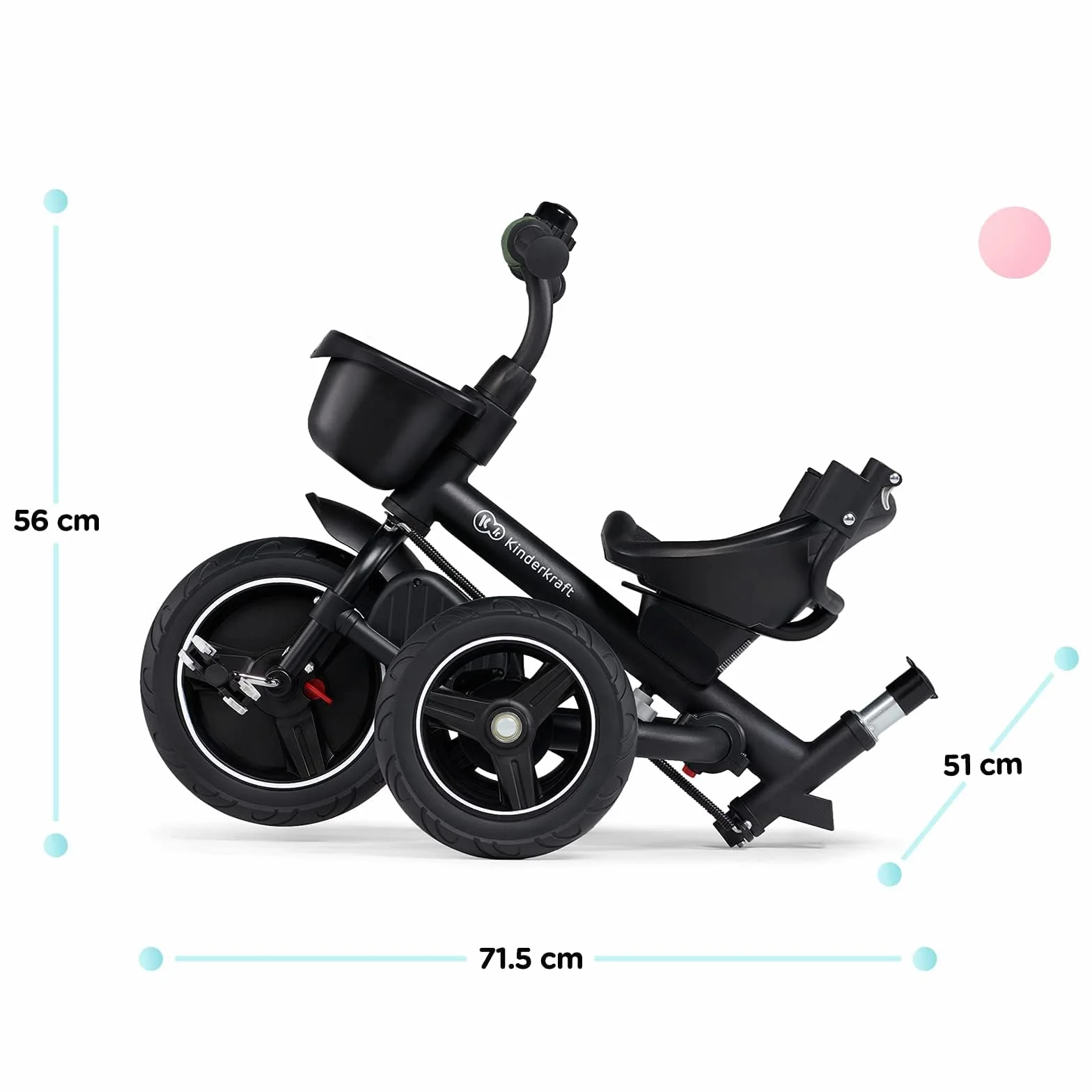 Kinderkraft SPINSTEP Triciclo Evolutivo Bebé 5 en 1 de 9 Meses a 5 Años, Bicicleta para niños, Plegable y reclinable, Capota Impermeable con Filtro UPF 50+, Asiento Giratorio 360 Grados, Verde