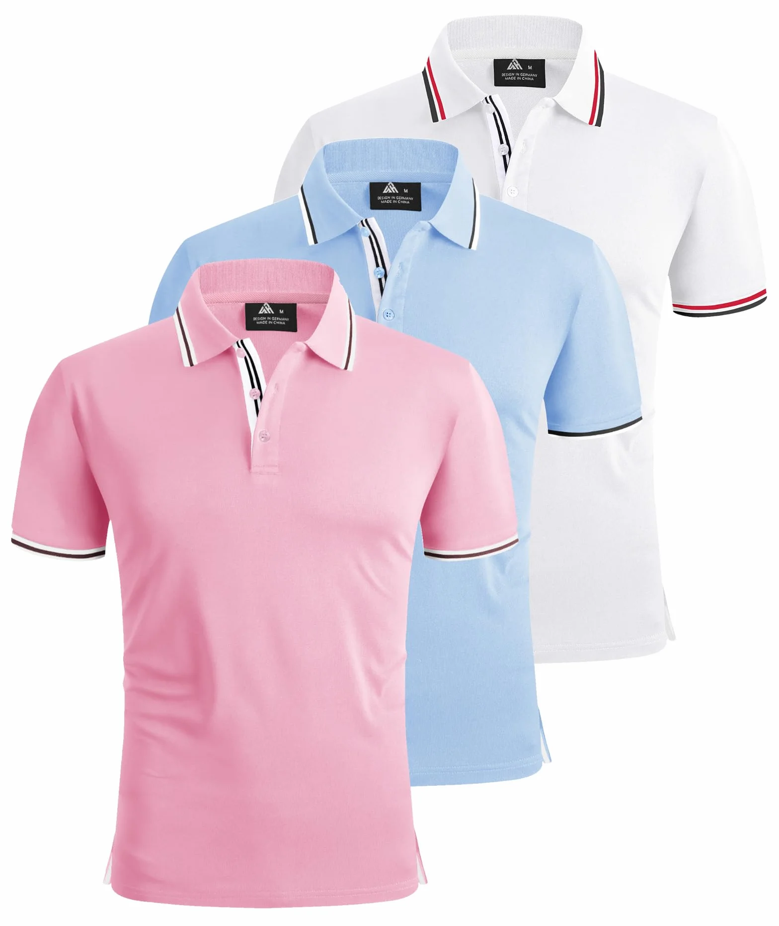 SwissWell 3 Piezas Polo Hombre Manga Corta Golf Verano