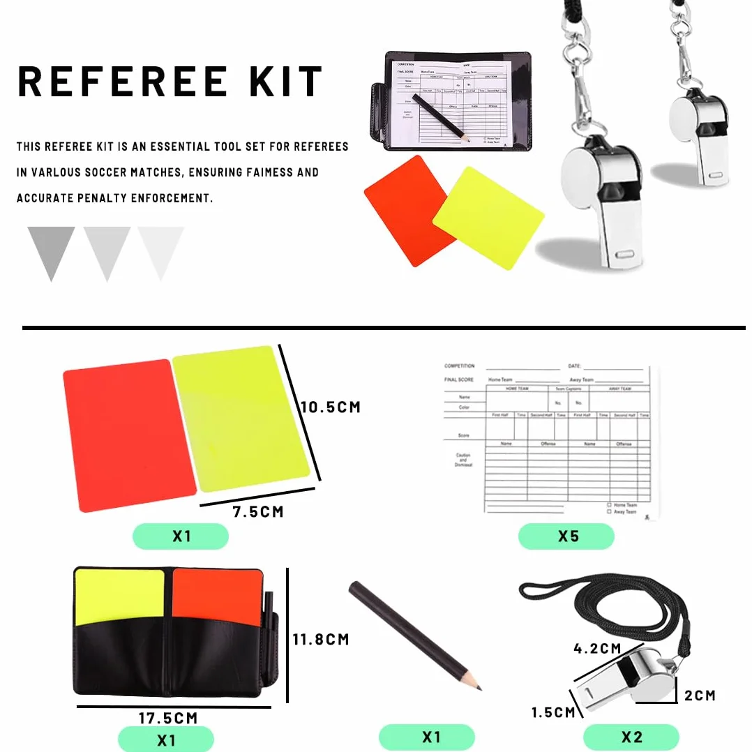 Kit de Tarjetas de Árbitro Roja y Amarilla con Silbato para Fútbol