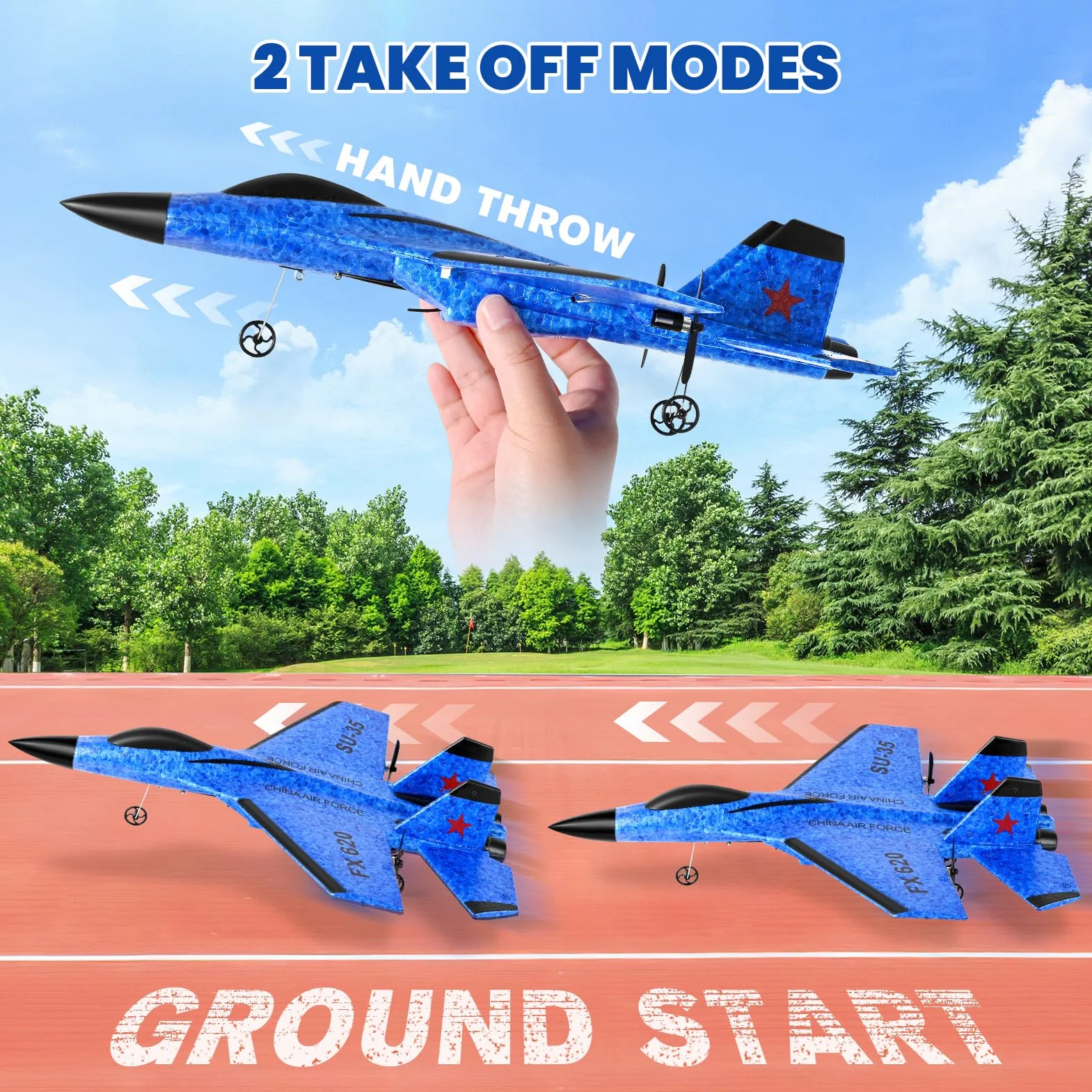 Avión Teledirigido, Avión RC 2.4GHz Avións Control Remoto Niño, Luces LED de Colores, para Niños y Principiantes, estabilizador giroscópico de 3 Ejes de Control Remoto,Azul