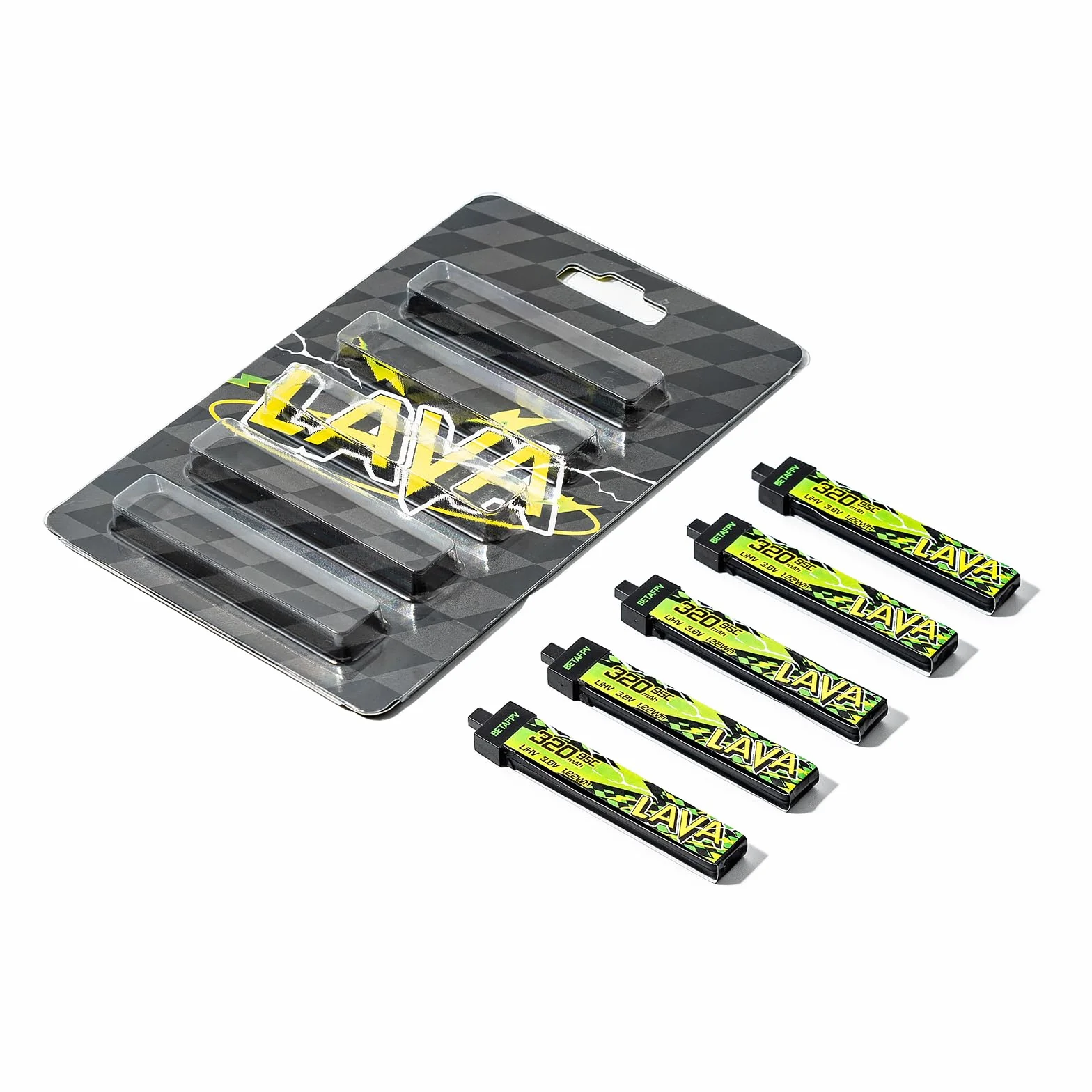 BETAFPV 5pcs Lava II 1S 320mAh Battery 3.8V 95C LiHV Battery with BT2.0 Connector Compatible with 1S Tiny Whoop Drone Quadcopter Like Cetus FPV Kit, Air65, Meteor65 Pro 1S Brushless Drones