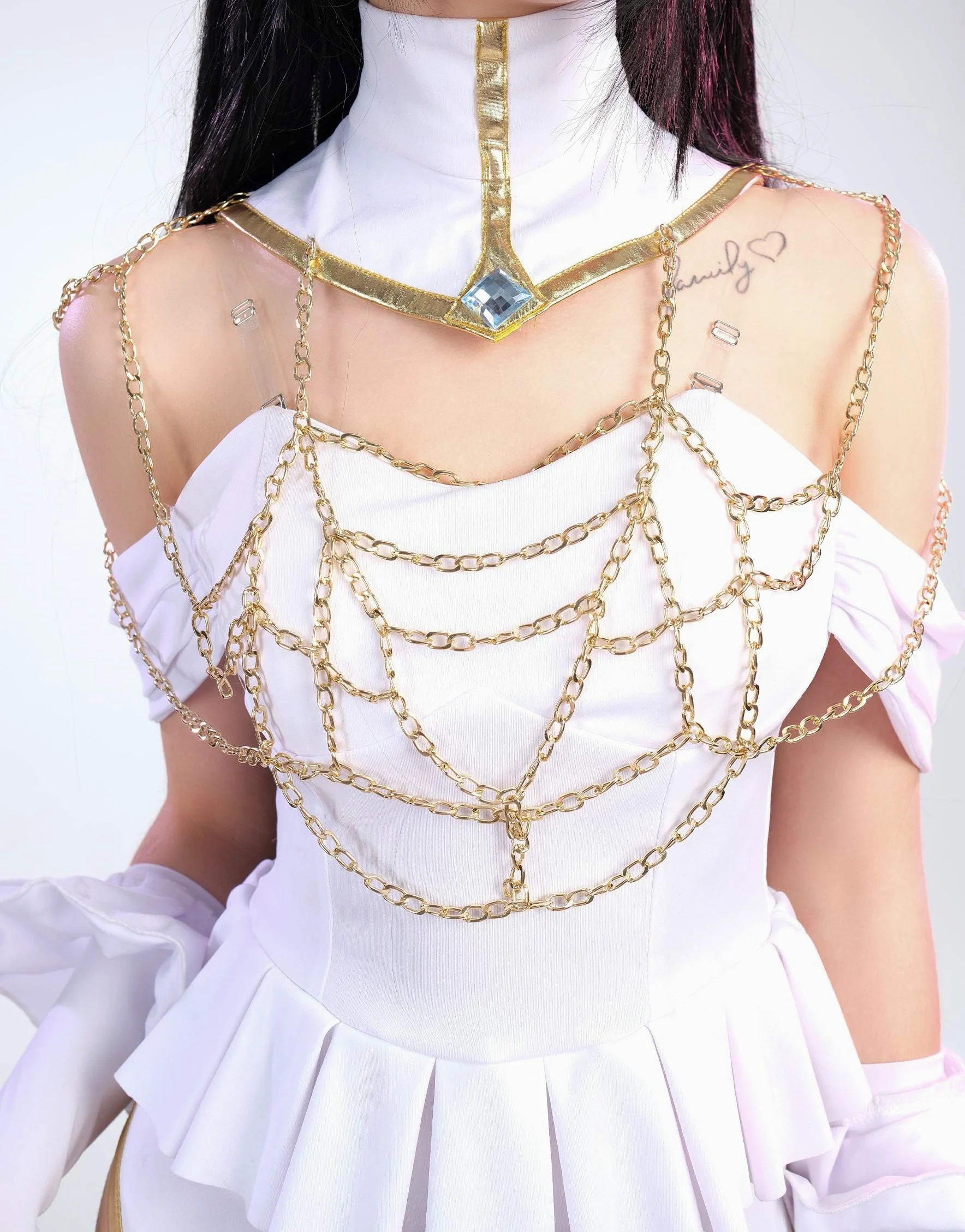 Cosplay.fm Disfraz de anime para mujer, con collar, collar, cuernos para Albedo Cosplay (L, blanco)