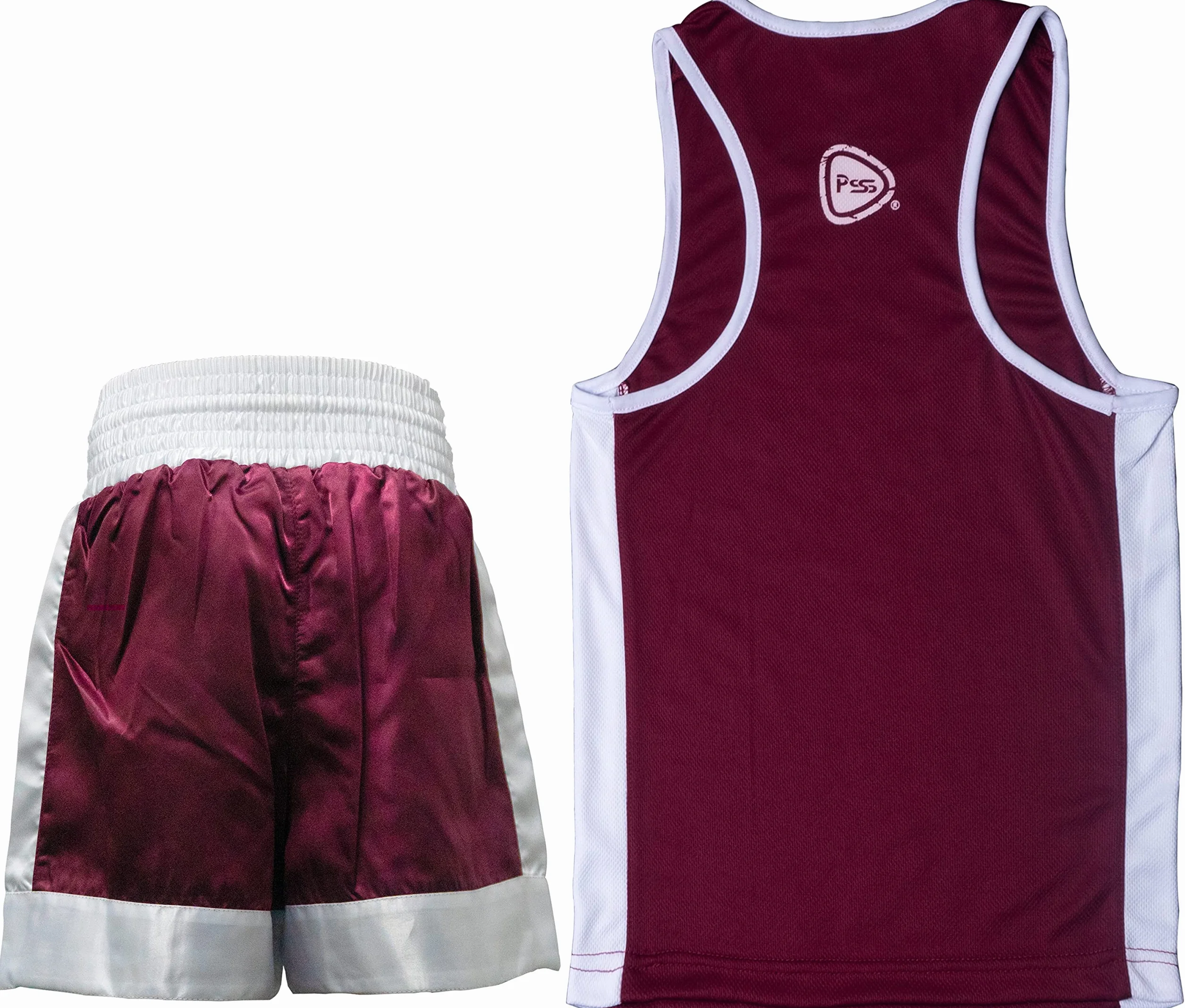 PSS Conjunto de Boxeo para niños 3-14 años Pantalón Corto Camiseta Tirantes Kick Boxing Muay Thai MMA Negro Rojo Azul