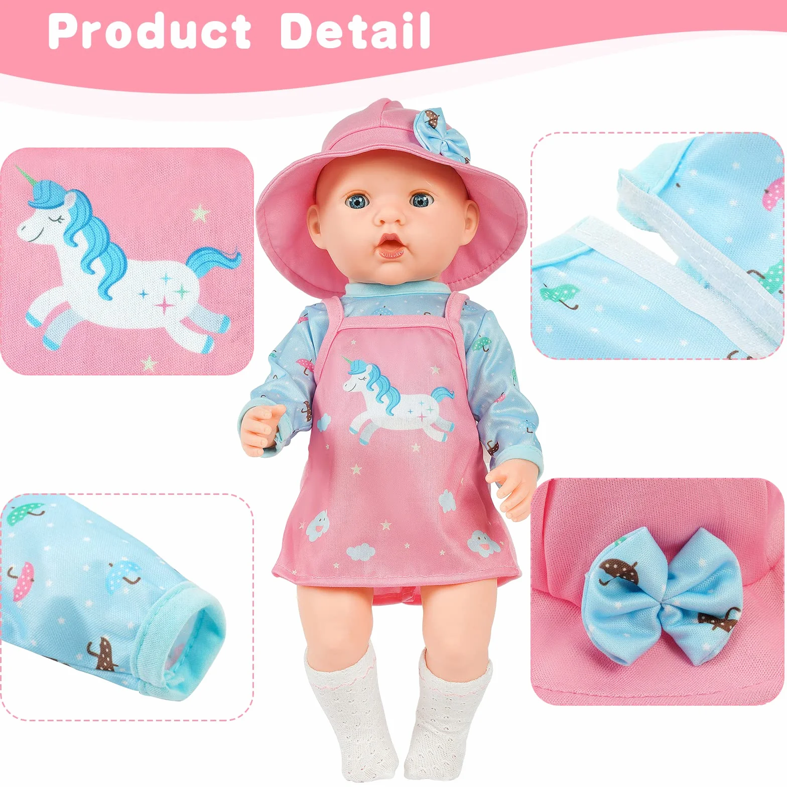 Aolso Ropa de Muñeca para Muñecas,Vestido para Muñecos Bebé de 35cm-45cm,Conjunto de Ropa de Muñeca con Sombrero,Juego de Disfraz de Muñeca para Niños y Niñas