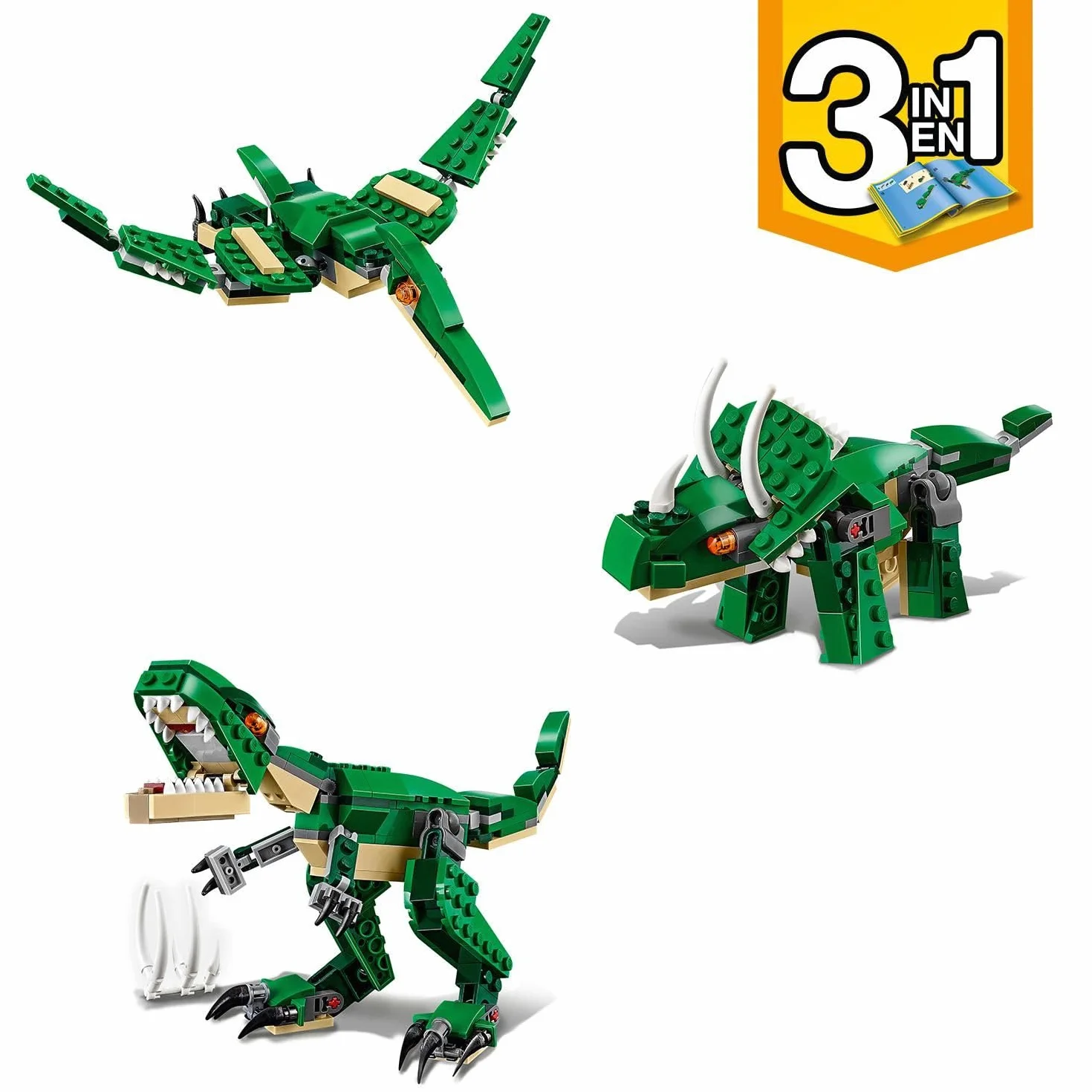 LEGO Creator 31058 3en1 Grandes Dinosaurios Set de Construcción T-Rex Pterodáctilo Triceratops
