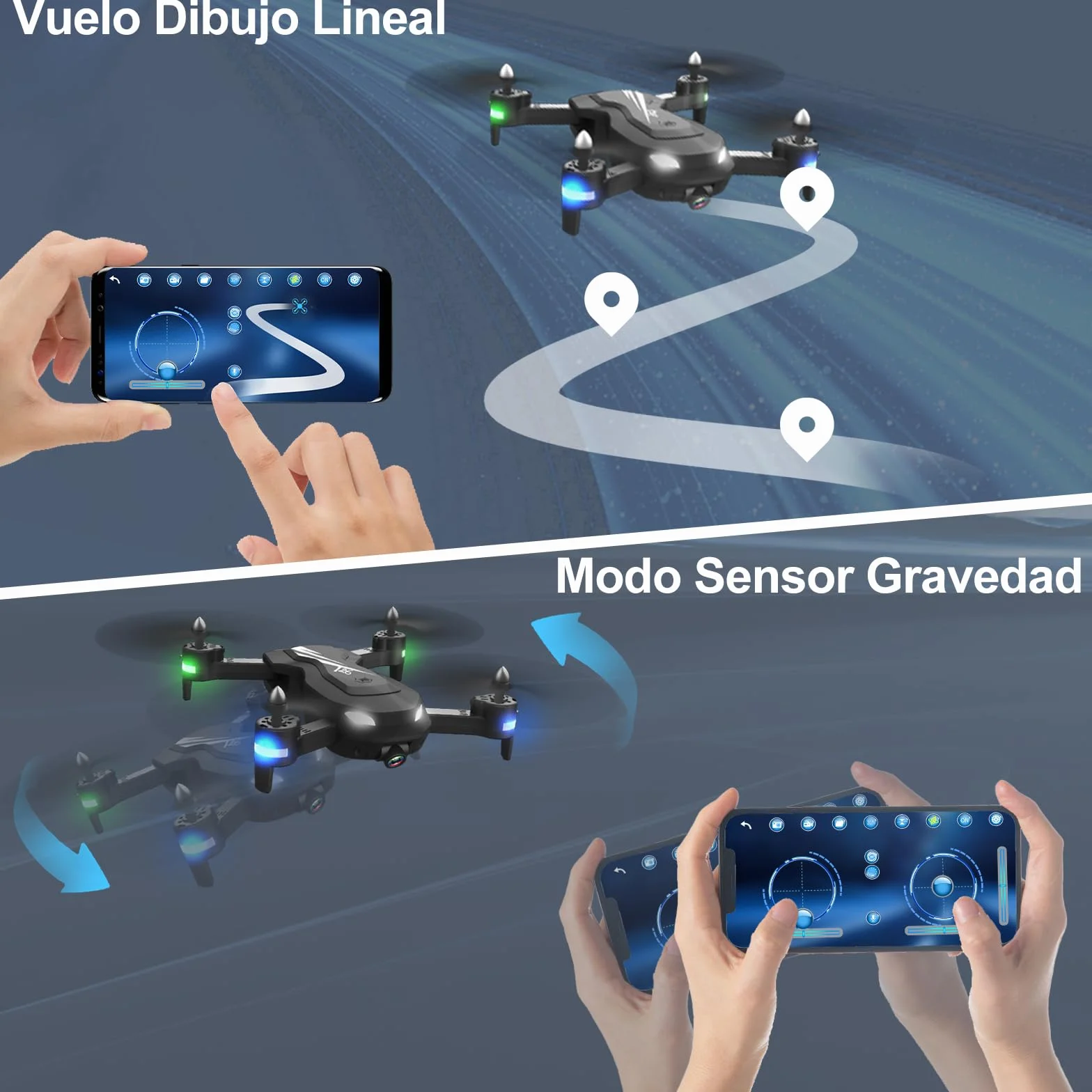 Wipkviey T26 Drone Cámara 1080P HD Quadcopter FPV Vivo 3D Flip 2 Baterías 26 Mins