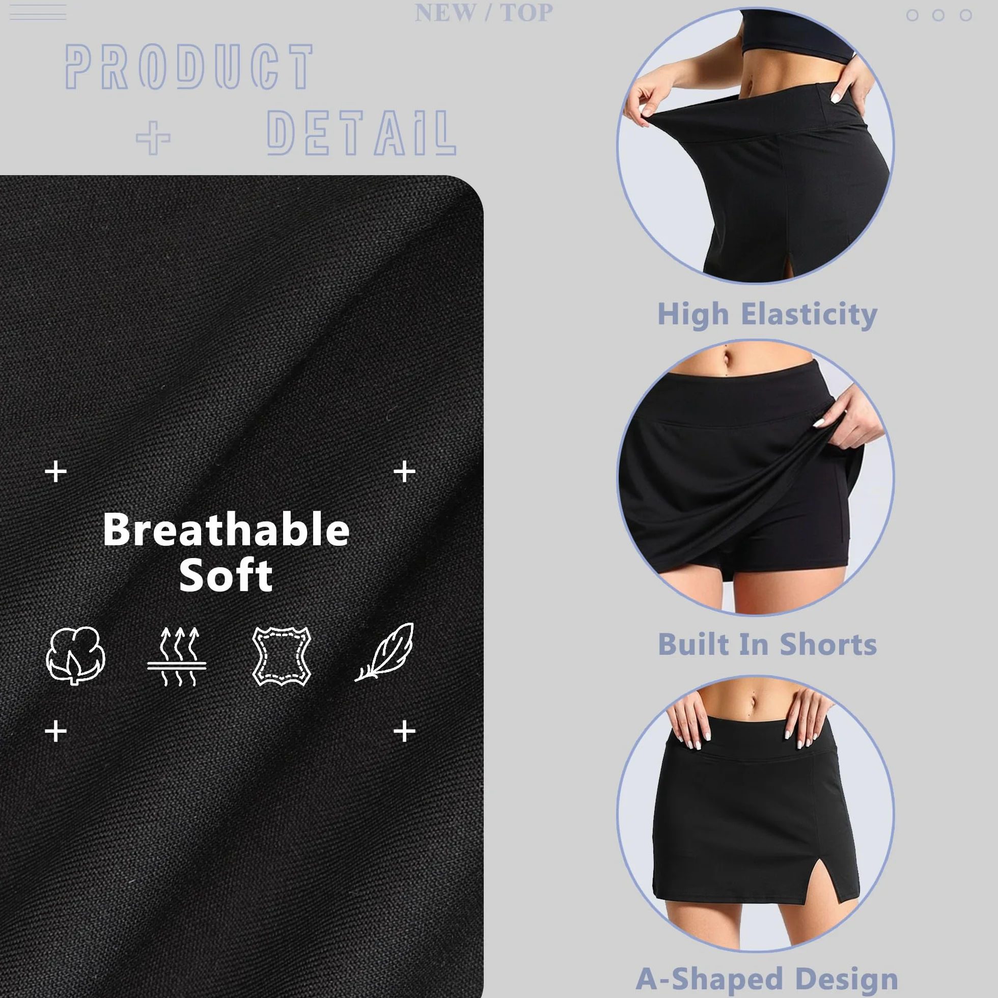 Falda Pantalón Deportiva Mujer Cintura Alta Faldas Tenis Bolsillos Corta Verano Golf Correr