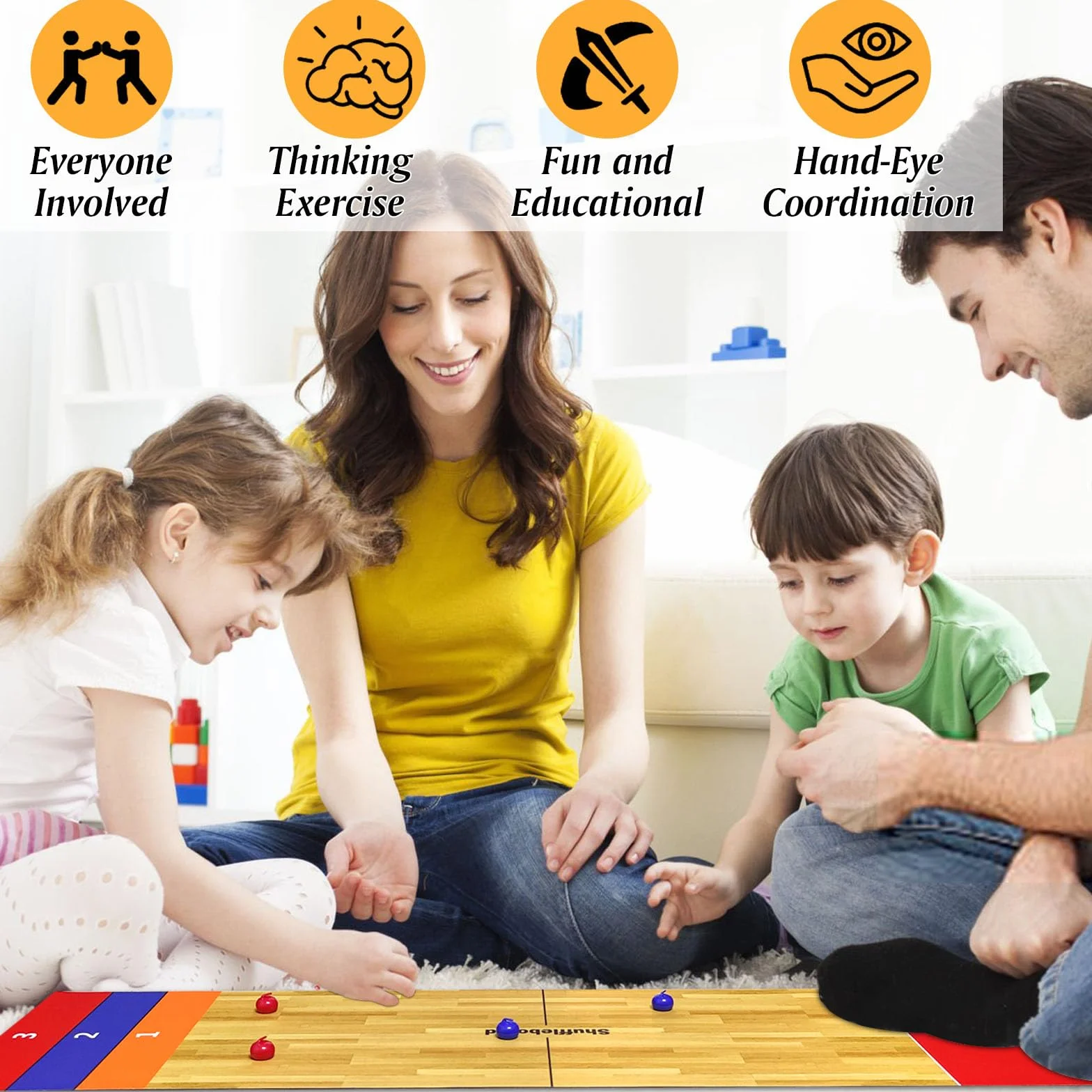 Juego de mesa 4 en 1, juego de mesa de Shuffleboard, juego de bowling curling cornhole juego interactivo ideal para la escuela, el hogar, la oficina, la fiesta
