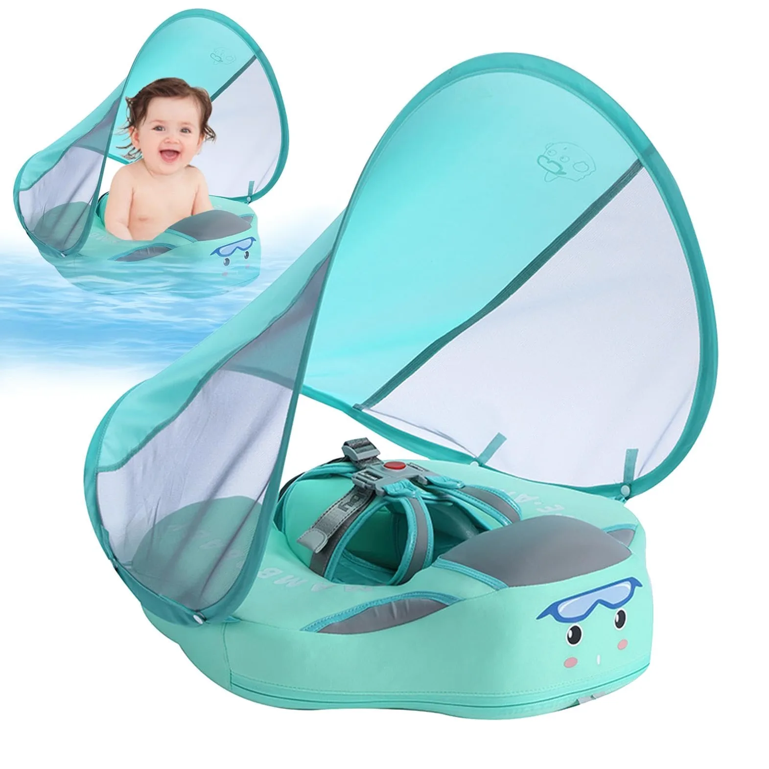 Flotador para Bebé Flotadores Infantiles para Piscina | Flotador Estable con Sombrilla Protectora Solar para Viajes y Verano en Playa o Lago, para Bebés de 3 a 24 Meses