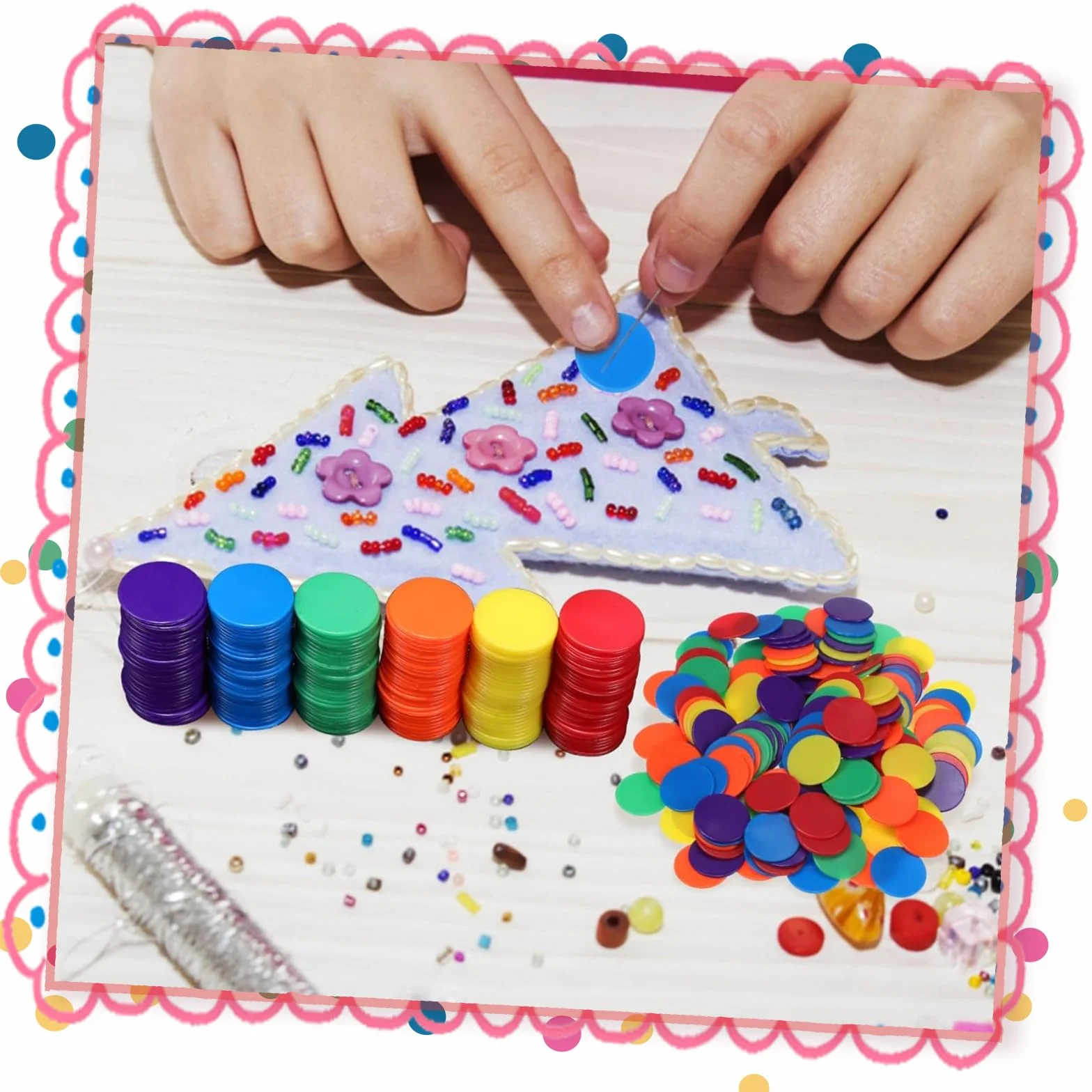 100 Piezas Fichas de Póker de Plástico, Fichas de Bingo, Fichas de Juego y Conteo para Niños (25mm, 6 Colores)