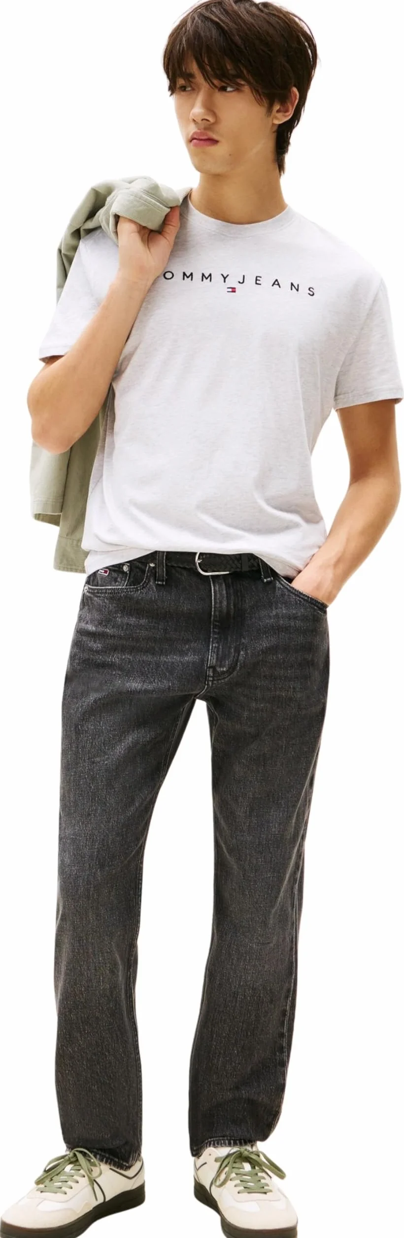 Tommy Jeans Camiseta Hombre Manga Corta Linear Logo Algodón