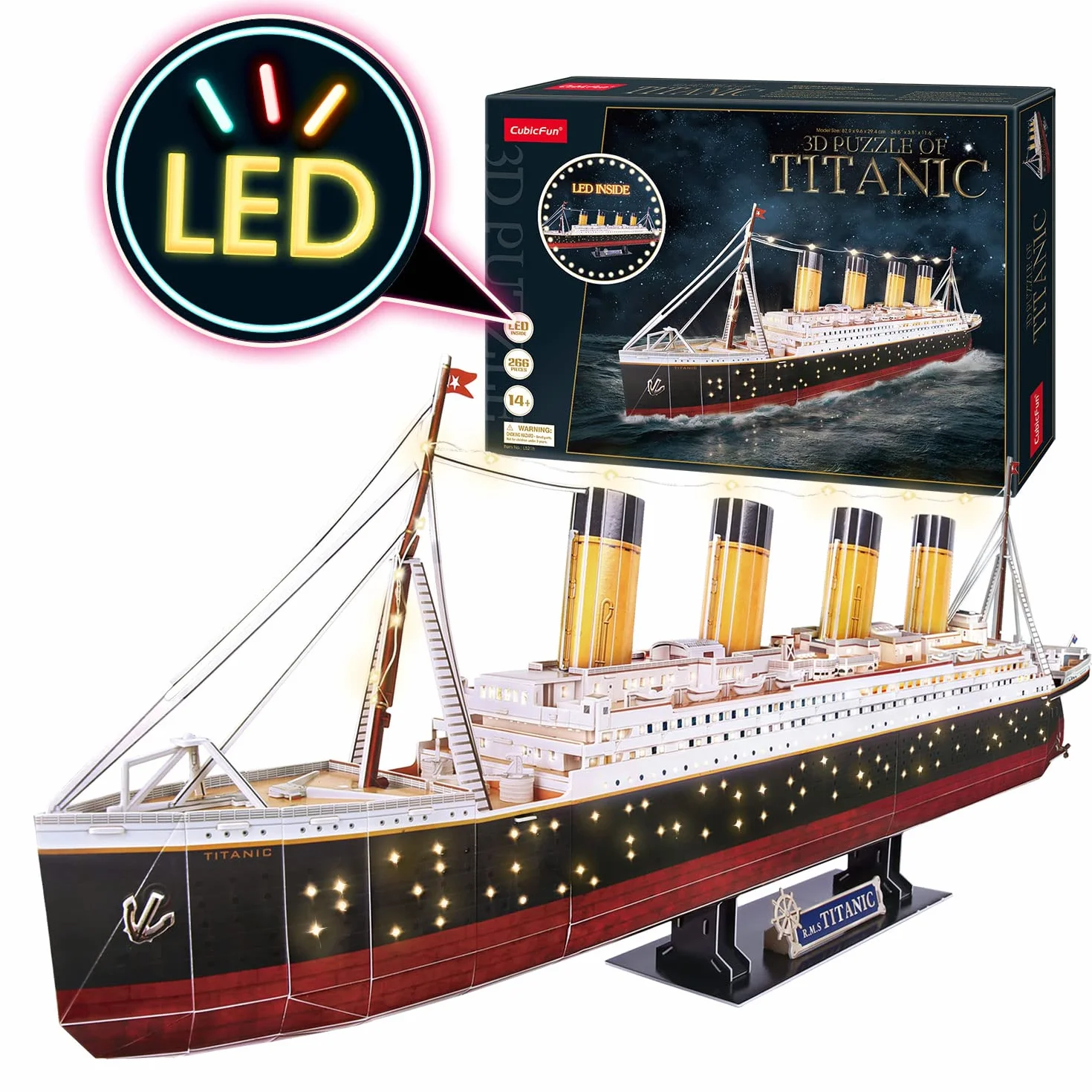 Puzzle 3D Maqueta Titanic LED 266 Piezas para Construir Adultos