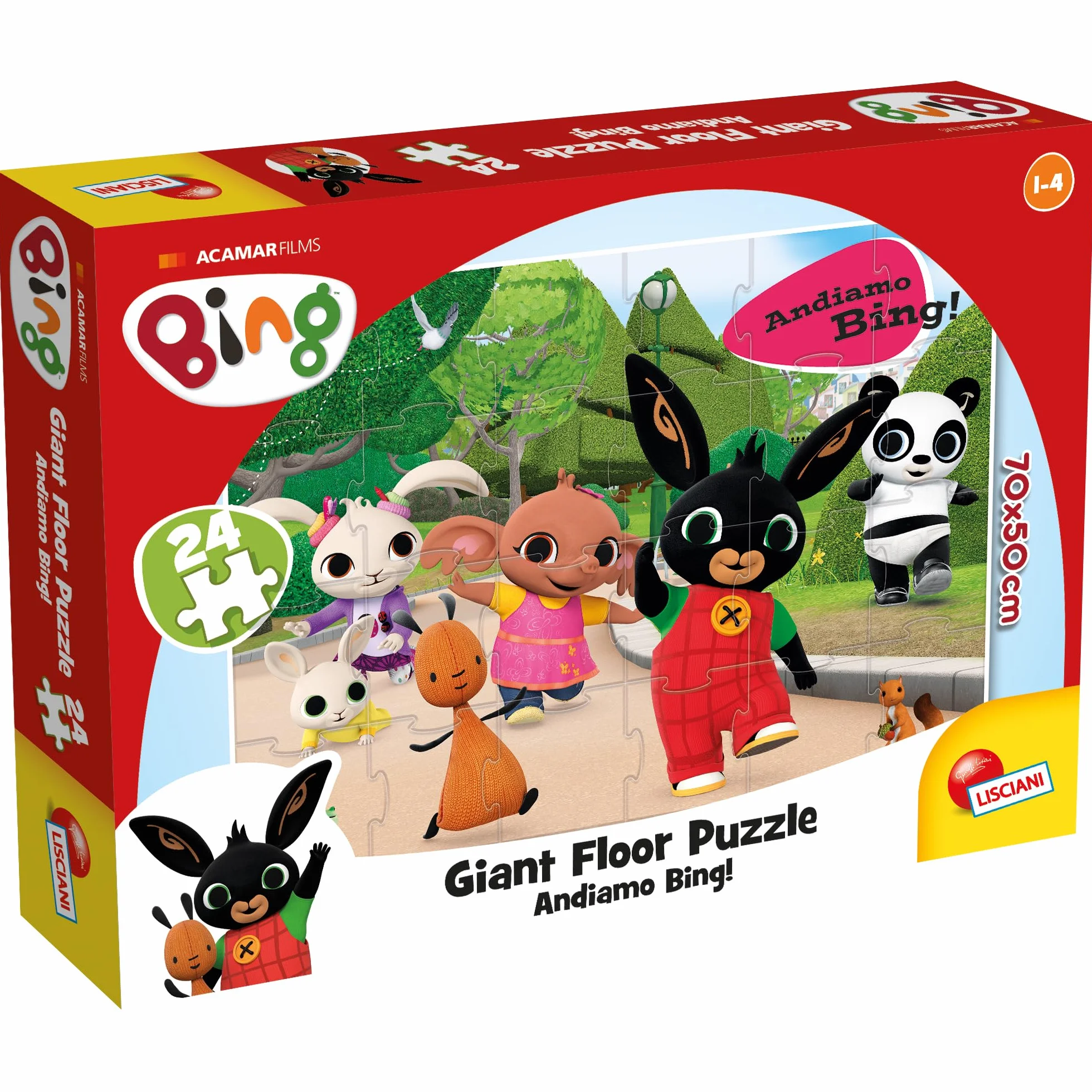 Liscianigiochi - BING GIANT FLOOR Mega Puzzle 24 PCS 70x50 cm - Vamos Bing! Juego educativo para niños de 1 á 4 años (74709)