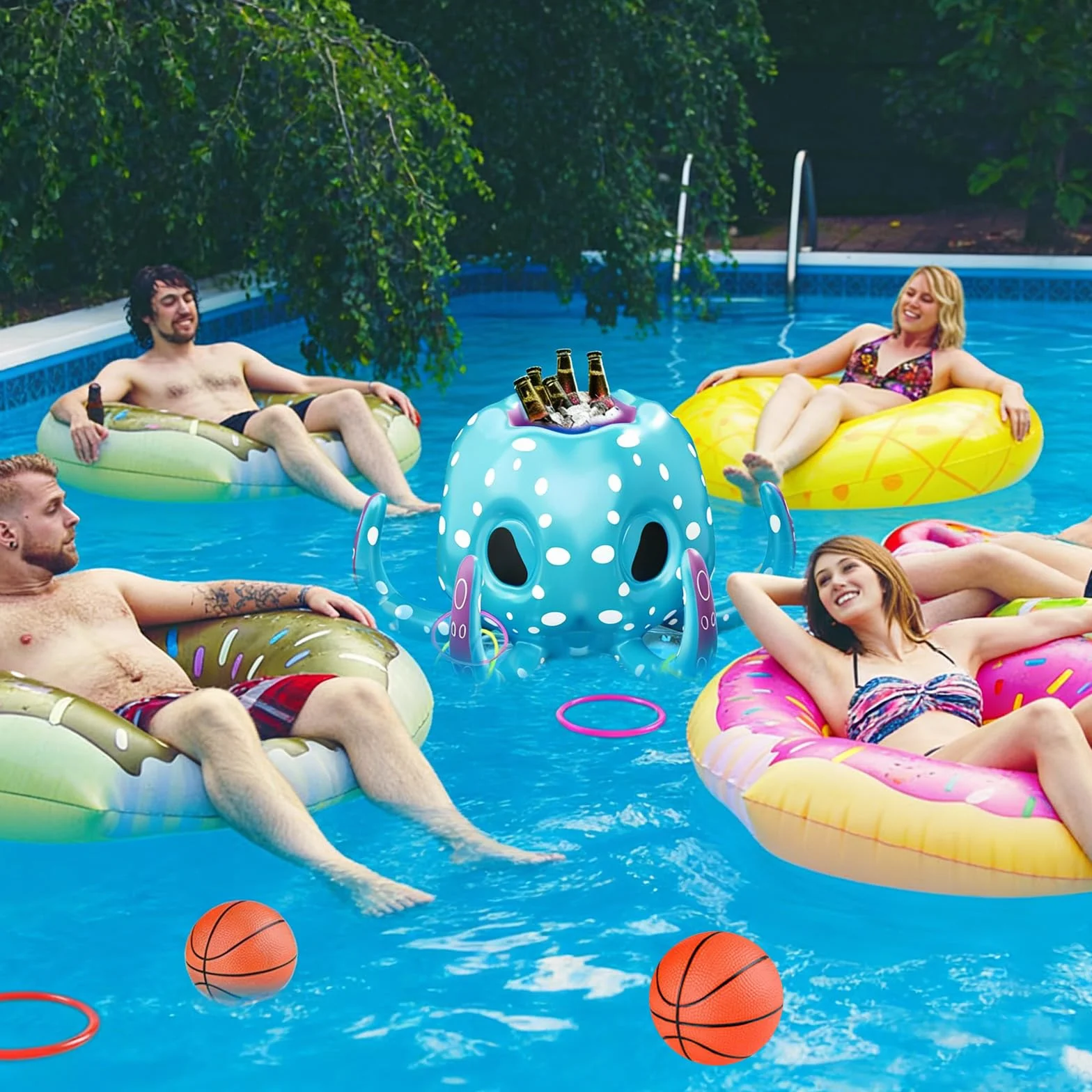 Baloncesto Flotante para Piscinas,Juguetes de Baloncesto para Piscina,Baloncesto de Flotador Hinchable,Canasta de Baloncesto para Piscina,Juguete acuático,para Piscinas de Verano y Playa