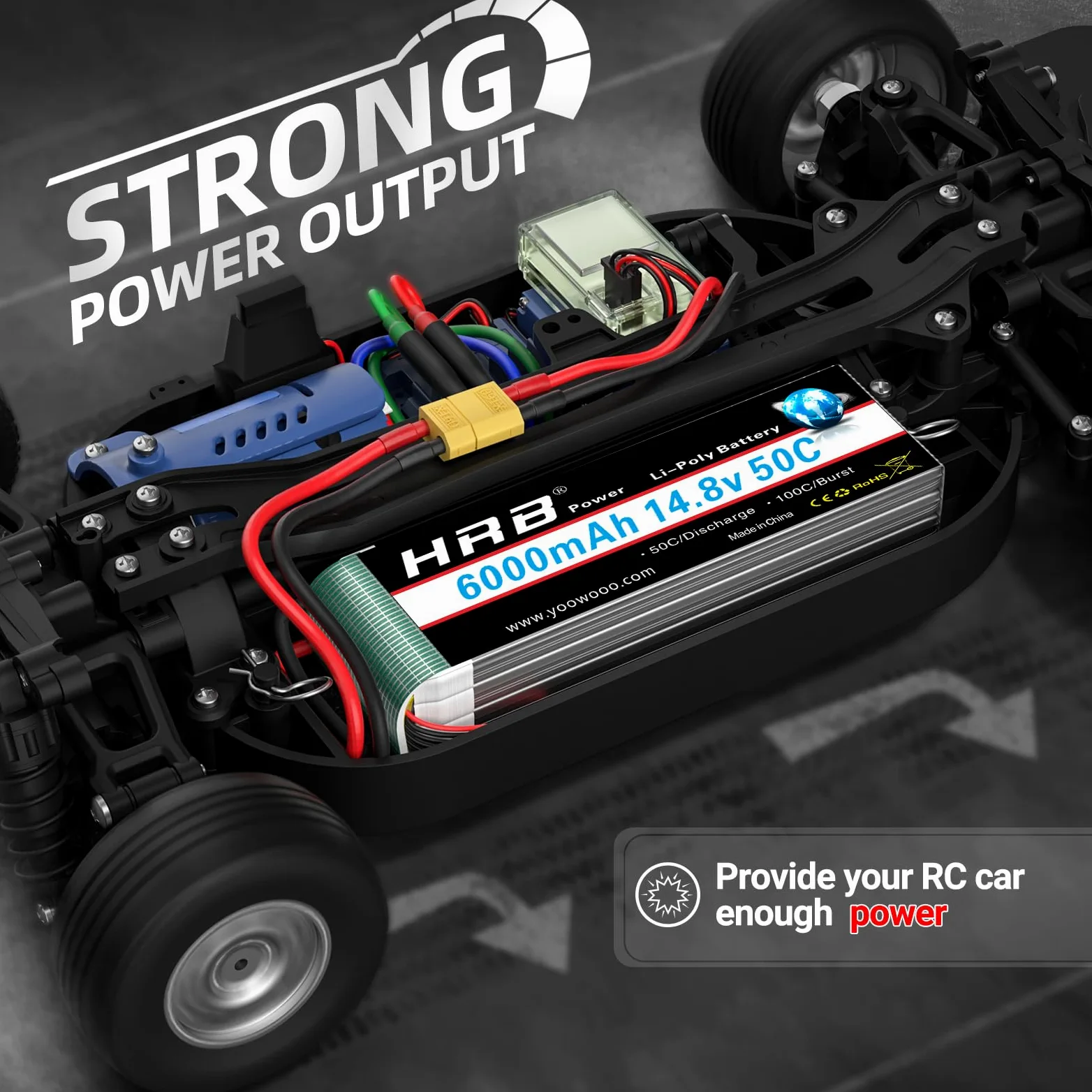 HRB 14.8V 6000mAh 4S Lipo Batería 50C con Enchufe XT60 para Avión RC, Helicóptero RC, Coche RC, Camión RC, Barco RC