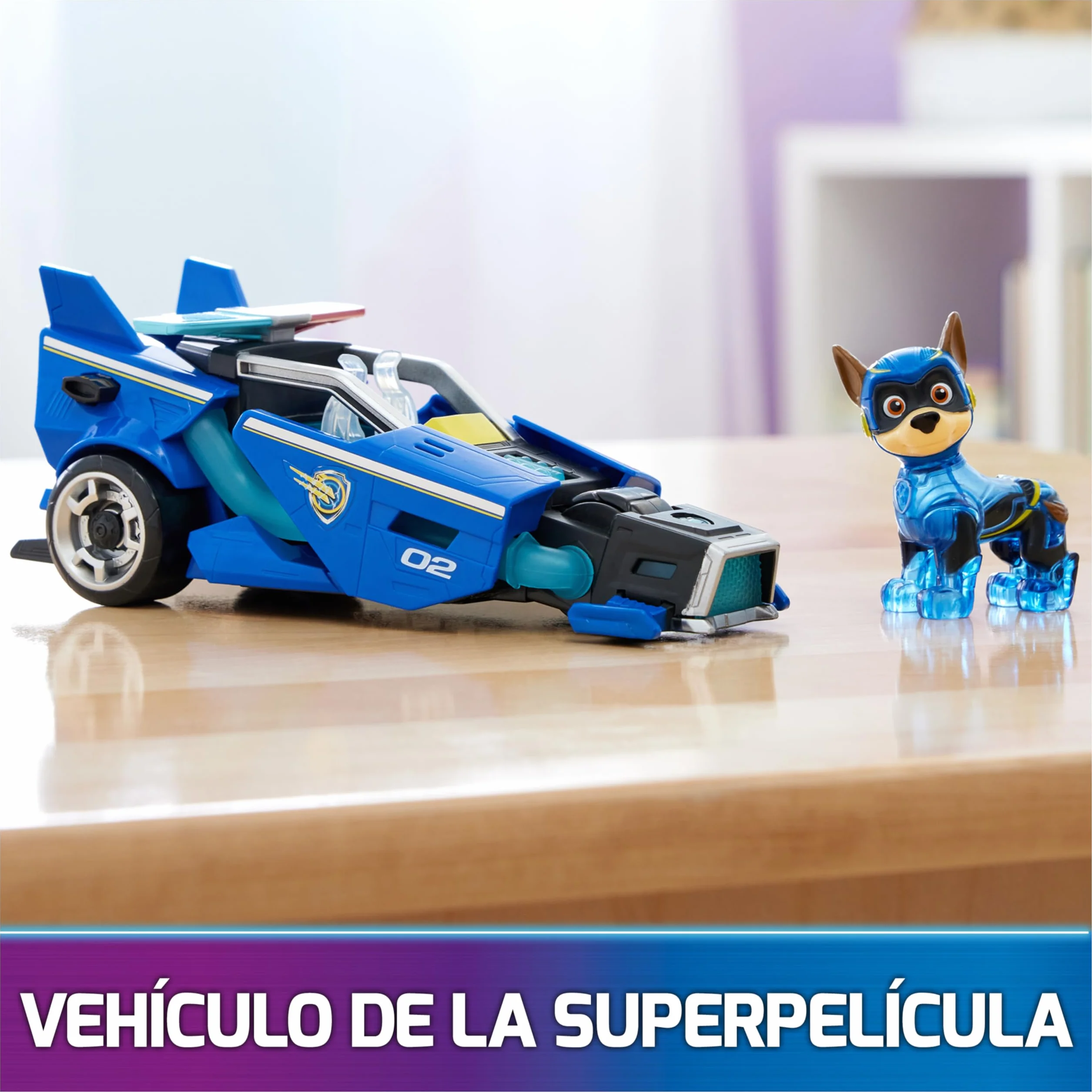 Paw Patrol Patrulla Canina Figura Chase Coche Juguete Luces Sonidos Superpelícula 3 Años+