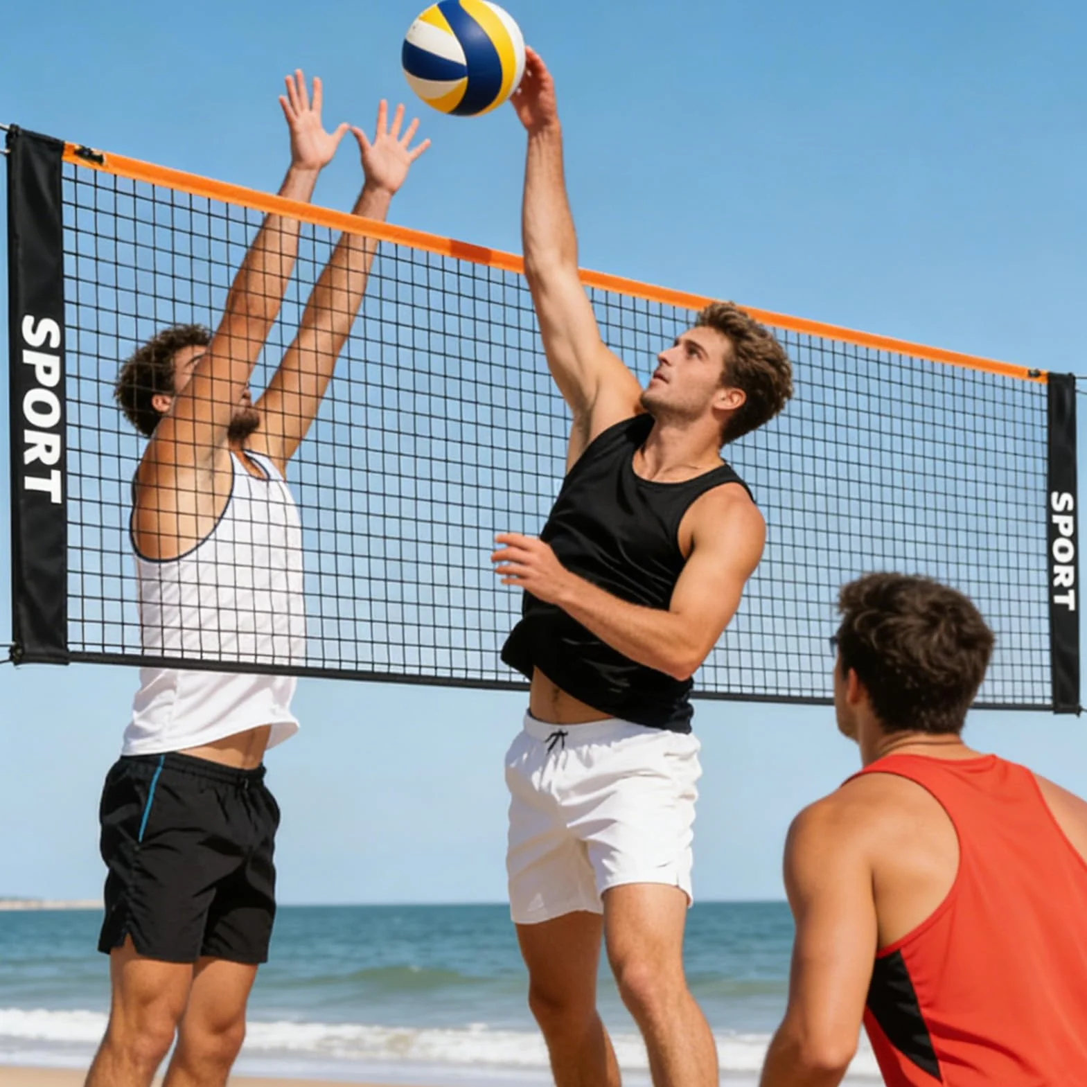 Red de voleibol portátil plegable altura ajustable resistente a la intemperie para juegos al aire libre