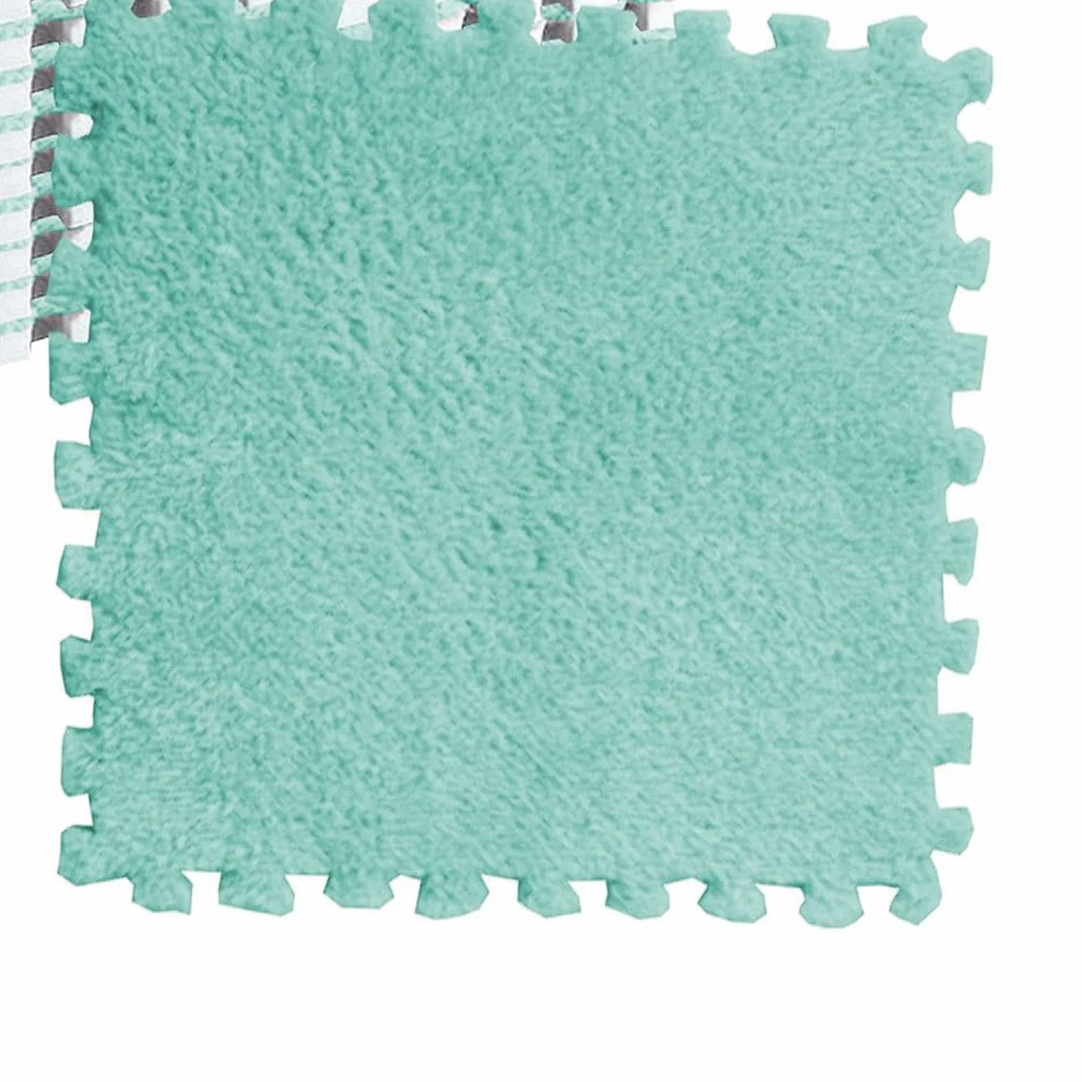 10 Uds. Alfombra de Espuma de Rompecabezas de Felpa de 30x30cm/11,8x11,8 Pulgadas, Alfombra Antideslizante para el Suelo de la Habitación (Menta verde)