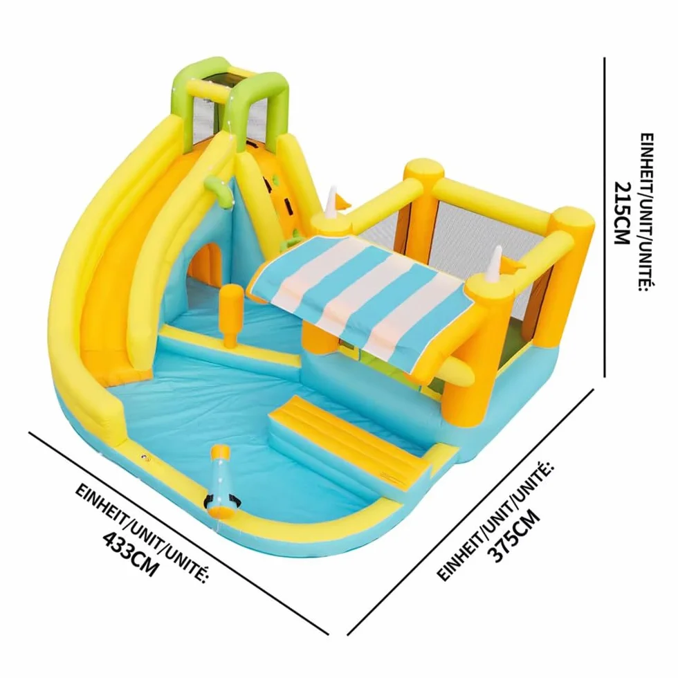 Castillo Hinchable con tobogán acuático y Piscina, Castillo Hinchable de Juegos acuáticos para Exteriores, Parque Infantil acuático con Ventilador, Juguete Hinchable Grande para niños (433x375x165cm)