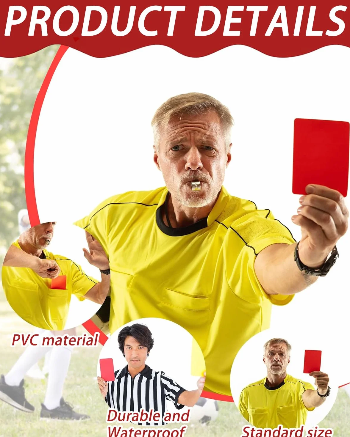 2 Pares Tarjetas Árbitro Fútbol PVC Rojas Amarillas Resistentes Accesorios Partido