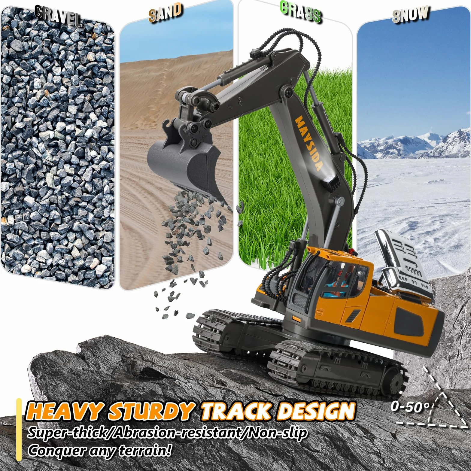 Excavadora Teledirigido Niños 6-12 Años, Excavadora Juguete Teledirigido 11 CH Recargable con Pala de Metal, Sonido y Luz, Juguetes Niños 3 4 5 6 7 Años Juguetes Regalo Niño 4 5 6 7 8 9 Años (2,4 GHz)