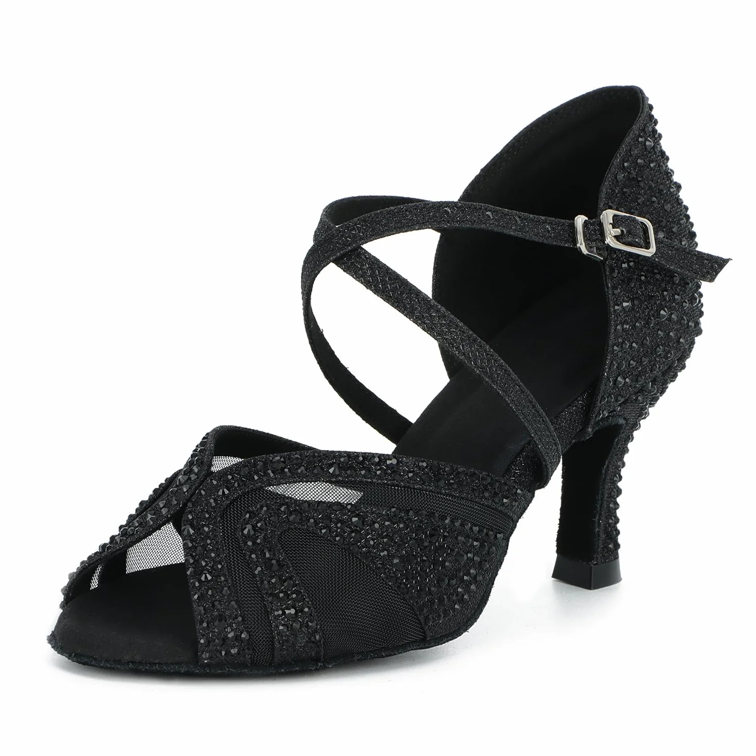 Zapatos de Baile Latino para Mujer Salsa Tango Bachata Vals con Pedrería Suela Blanda
