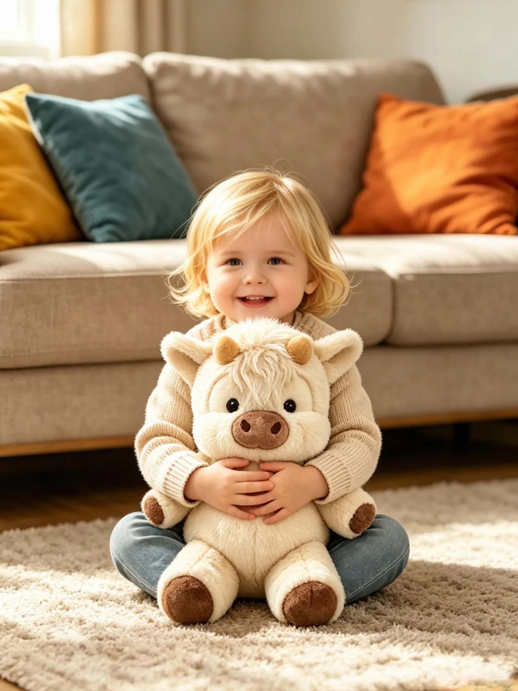 Peluche Que Corre, Peluche Vaca, 45 cm, Adorables Animales De Peluche, Aliviar El Estrés y para la Decoración del Hogar (Caqui)
